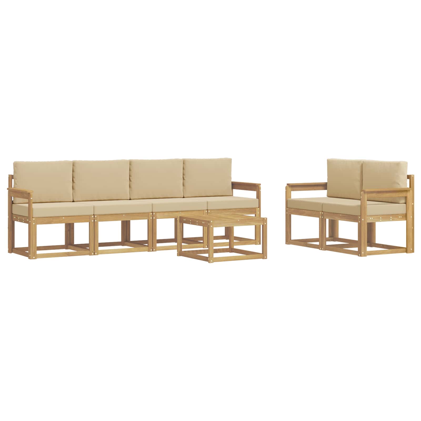 Set vanjskih sofa s jastukom 7 pcs Bijela i bež