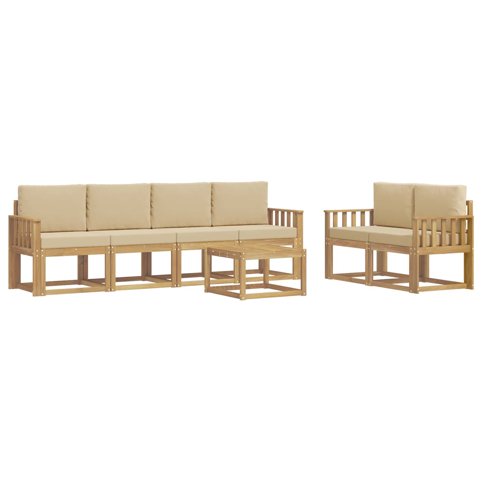 Set vanjskih sofa s jastukom 7 pcs Bijela i bež