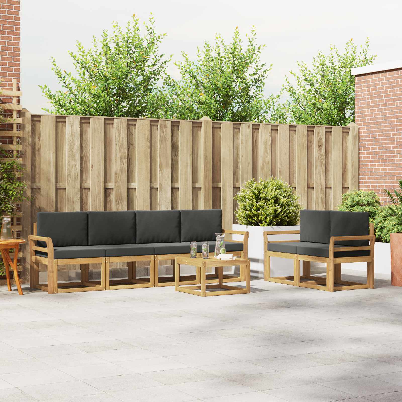 Set vanjskih sofa s jastukom 7 pcs Bijela i antracit