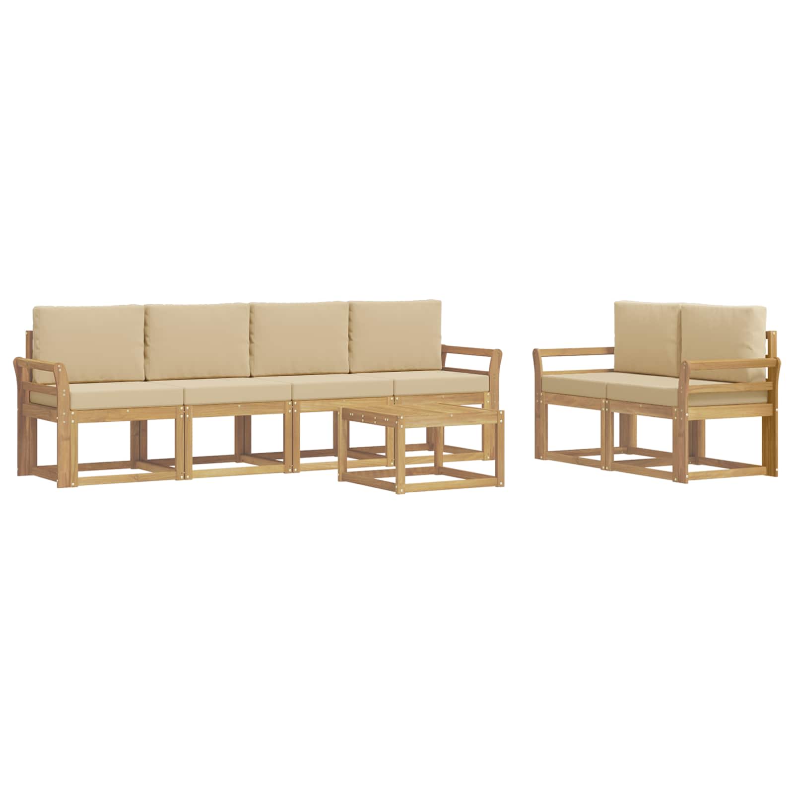 Set vanjskih sofa s jastukom 7 pcs Bijela i bež