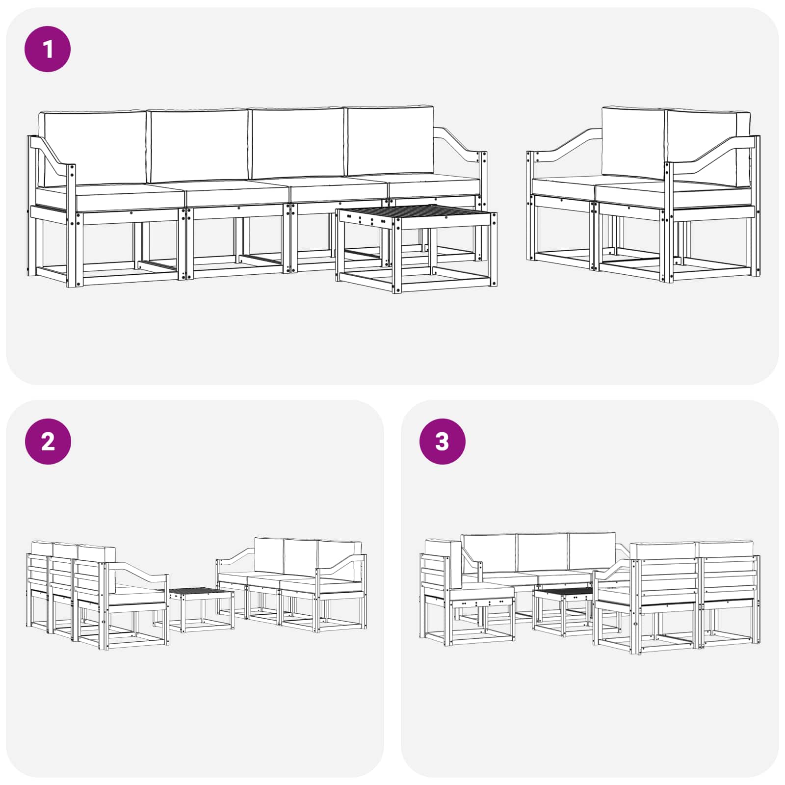 Set vanjskih sofa s jastukom 7 pcs Bijela i antracit