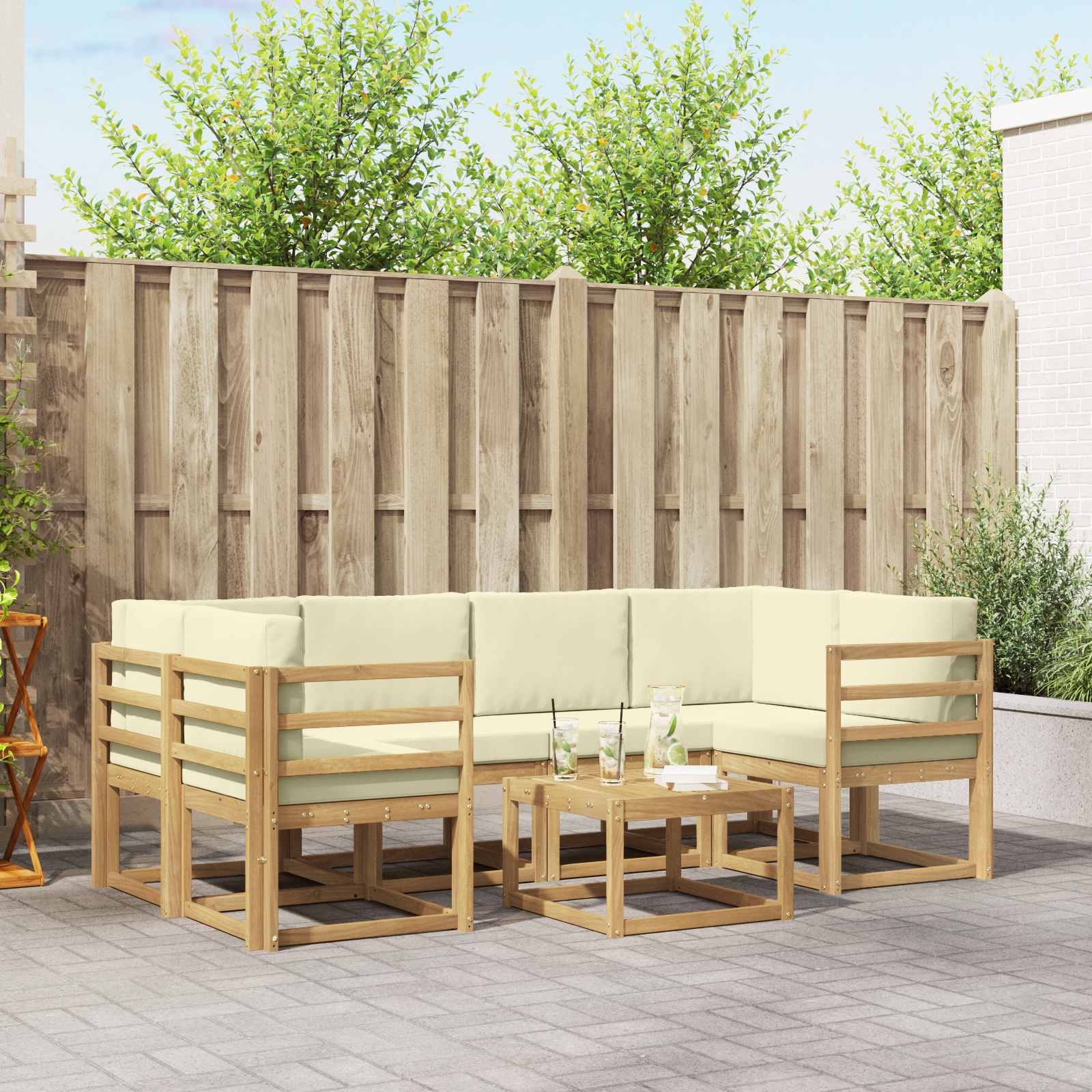 Set vanjskih sofa s jastukom 7 pcs Bijela i krem