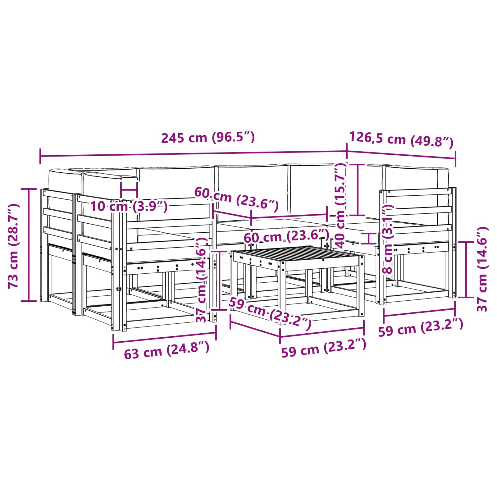 Set vanjskih sofa s jastukom 7 pcs Bijela i antracit