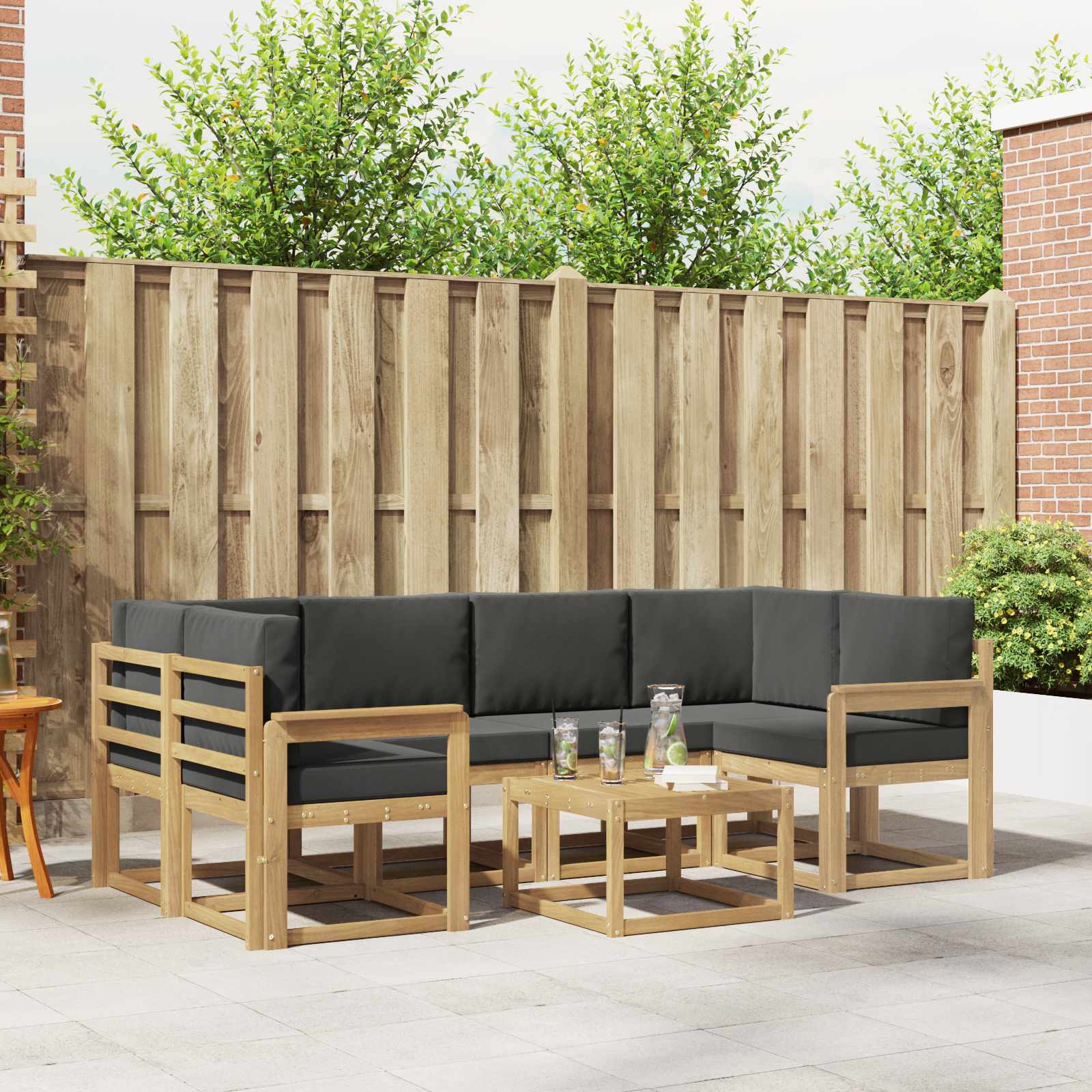 Set vanjskih sofa s jastukom 7 pcs Bijela i antracit