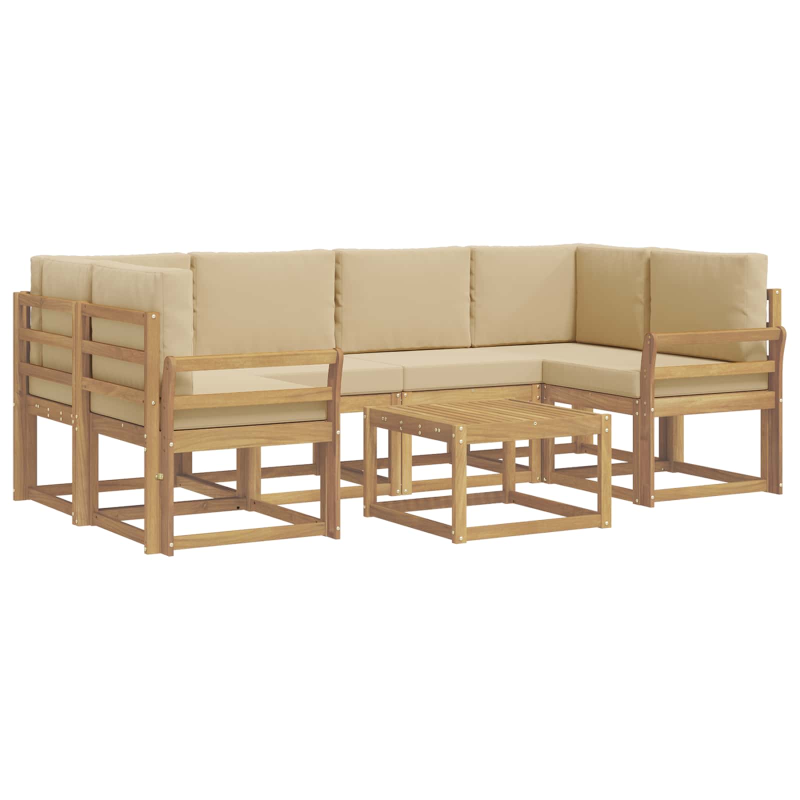Set vanjskih sofa s jastukom 7 pcs Bijela i bež