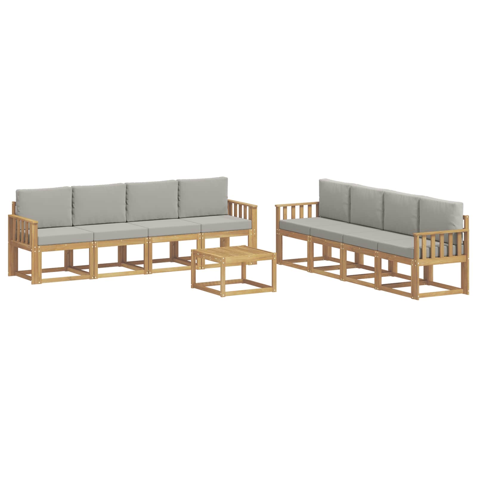 Set vanjskih sofa 9 pcs Bijela i svjetlosiva Poliester