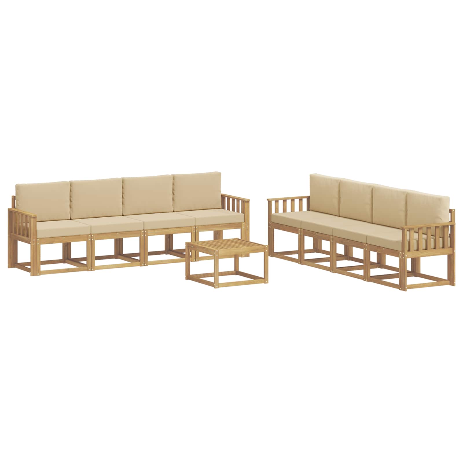 Set vanjskih sofa s jastukom 9 pcs Bijela i bež