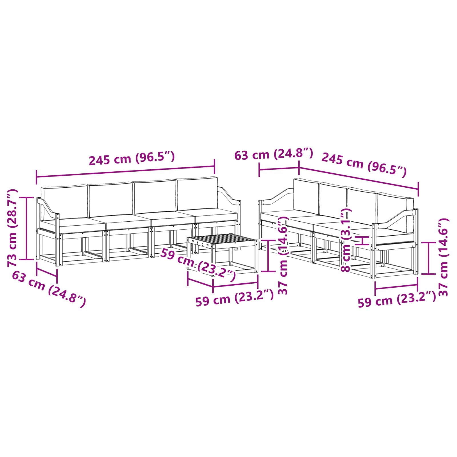 Set vanjskih sofa s jastukom 9 pcs Bijela i krem