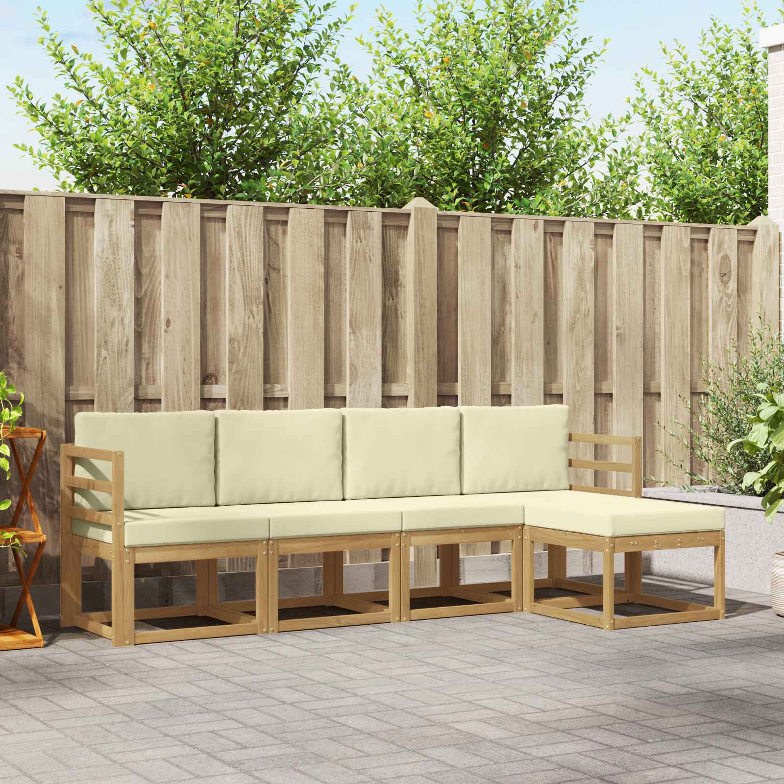 Set vanjskih sofa s jastukom 5 pcs Bijela i krem