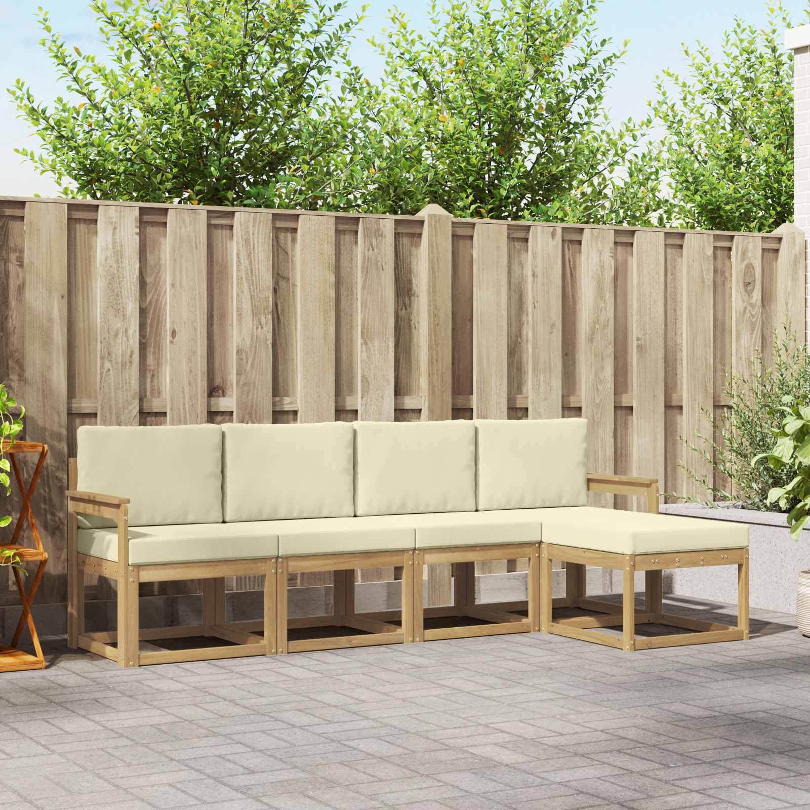 Set vanjskih sofa s jastukom 5 pcs Bijela i krem