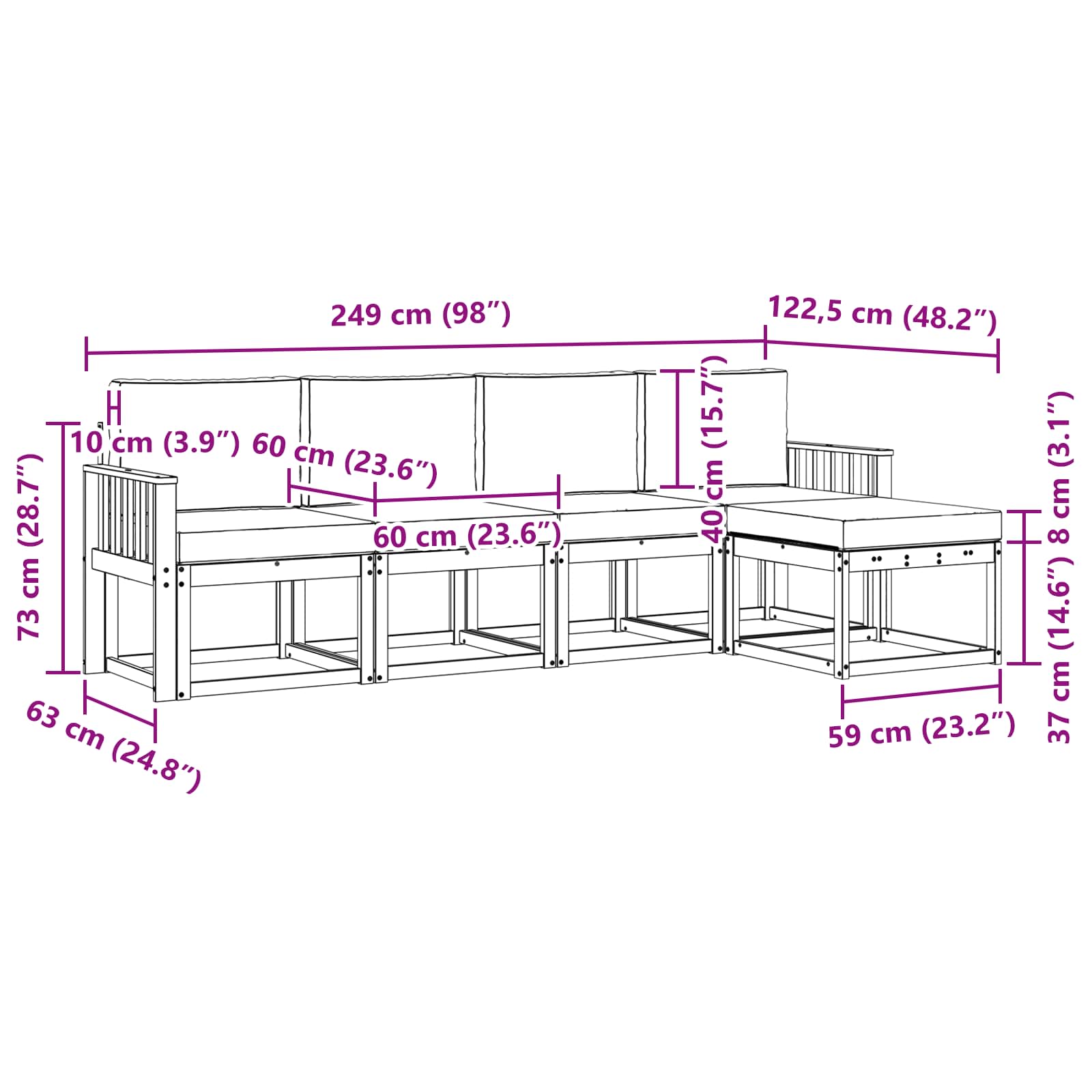 Set vanjskih sofa s jastukom 5 pcs Bijela i krem