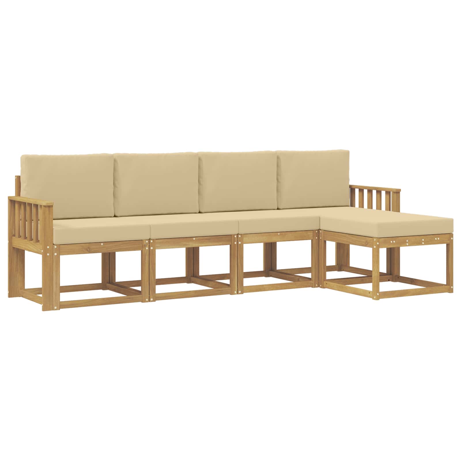 Set vanjskih sofa s jastukom 5 pcs Bijela i bež