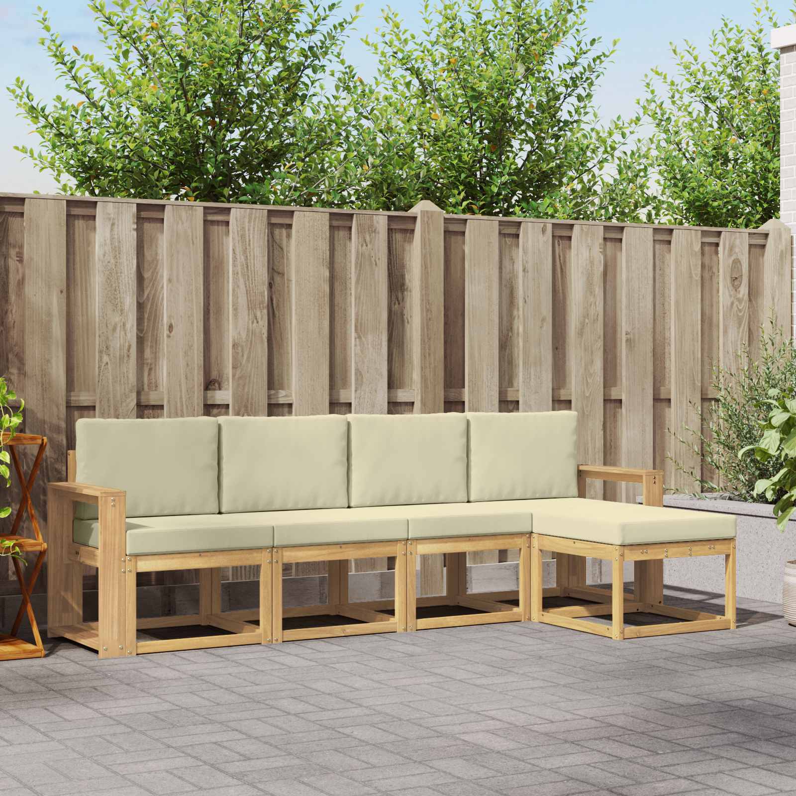 Set vanjskih sofa s jastukom 5 pcs Bijela i krem