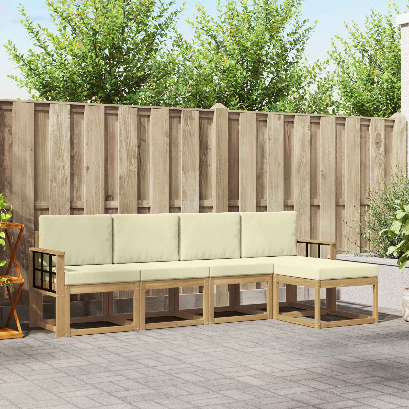 Set vanjskih sofa s jastukom 5 pcs Bijela i krem
