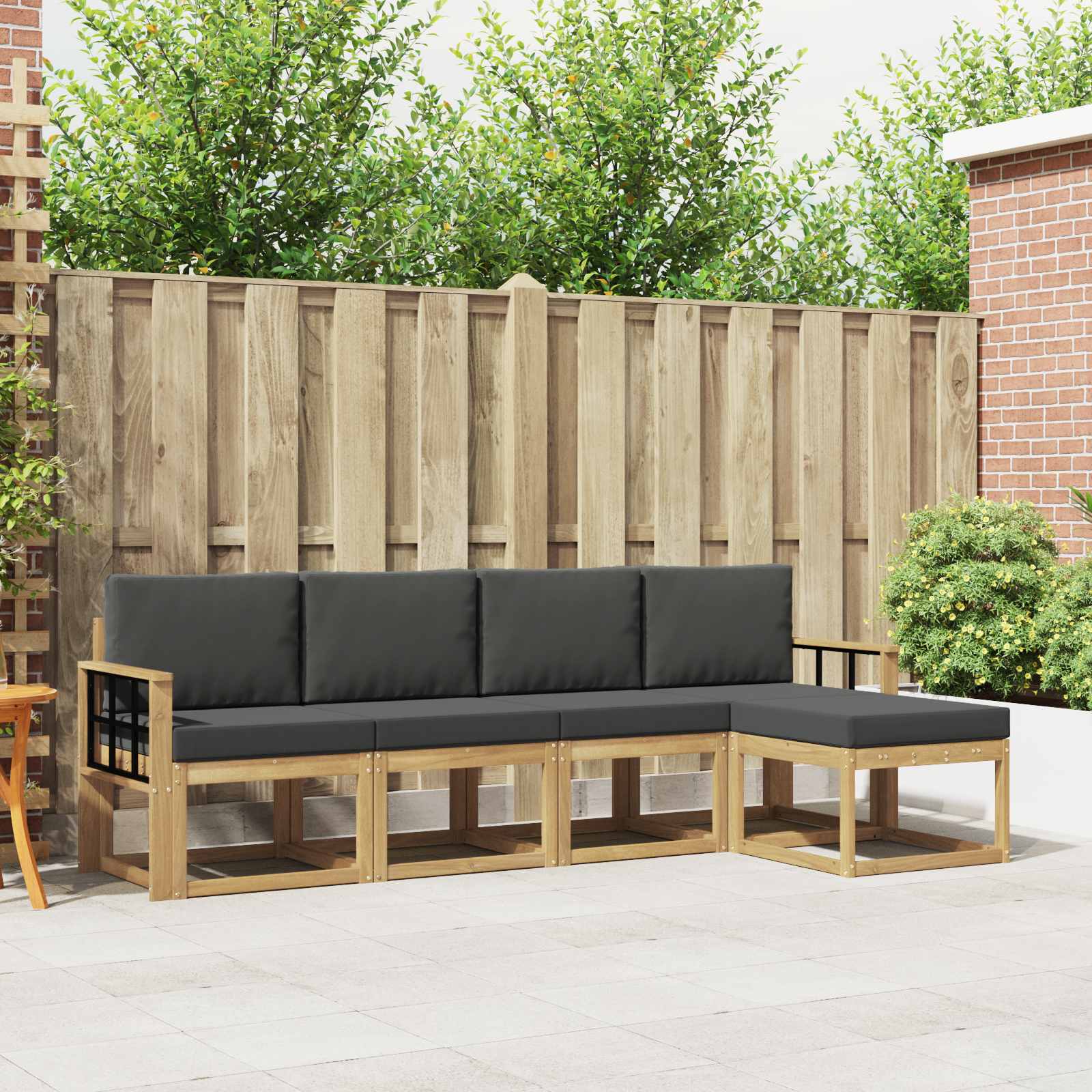 Set vanjskih sofa s jastukom 5 pcs Bijela i antracit