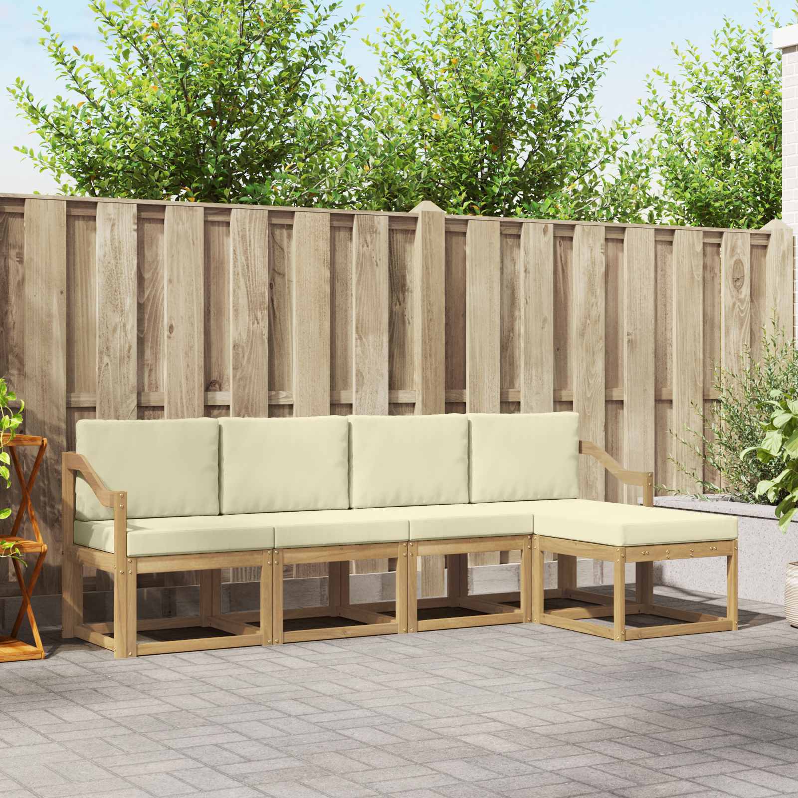 Set vanjskih sofa s jastukom 5 pcs Bijela i krem