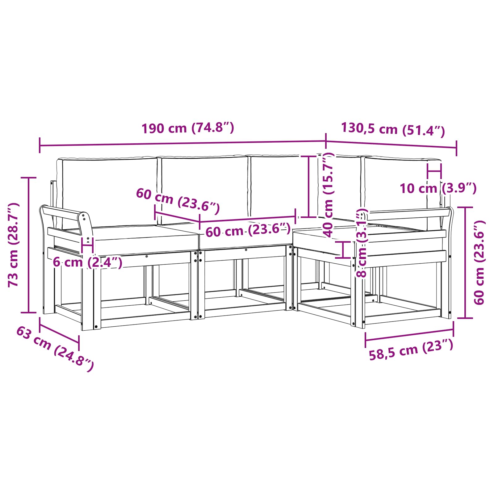 Set vanjskih sofa s jastukom 4 pcs Bijela i krem