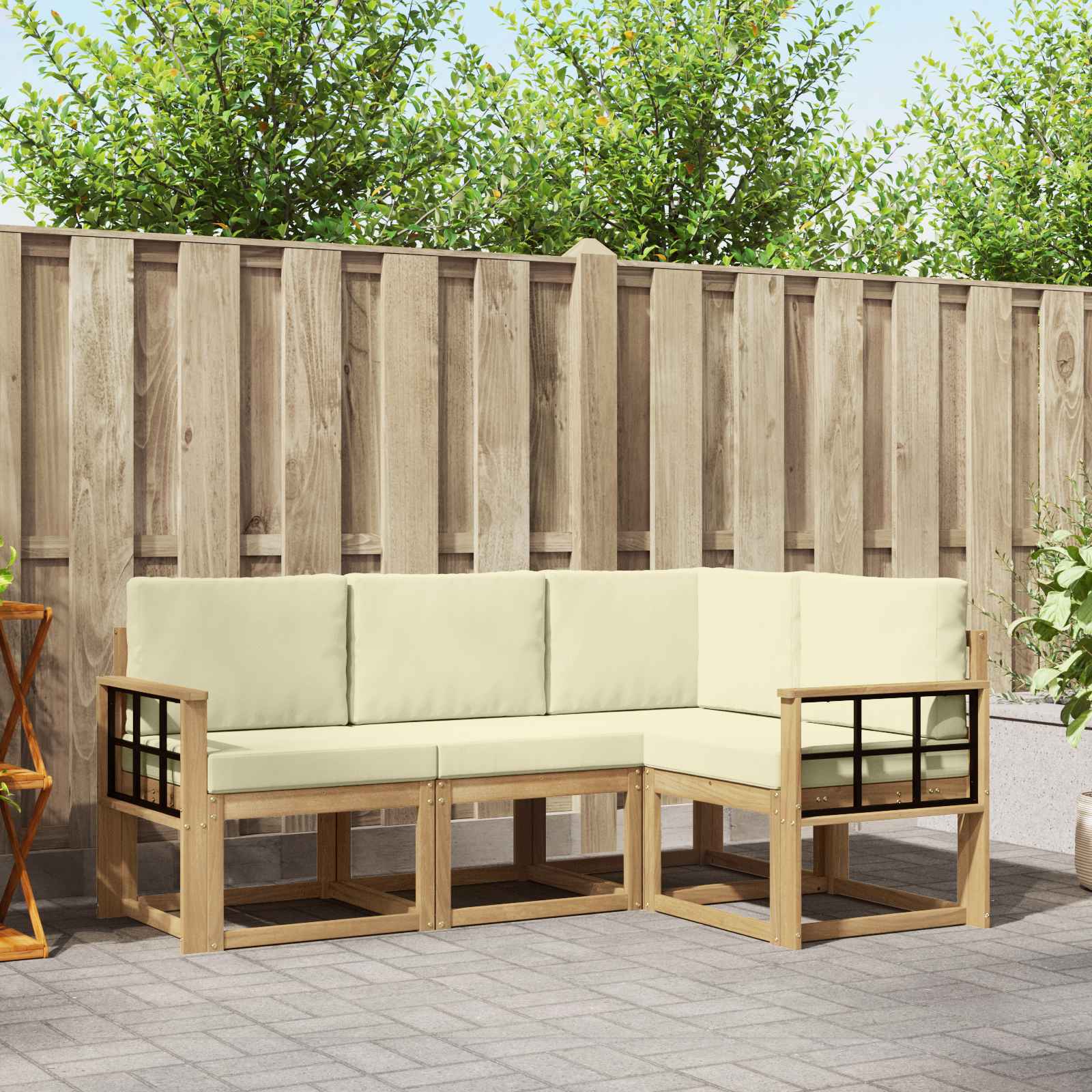 Set vanjskih sofa s jastukom 4 pcs Bijela i krem