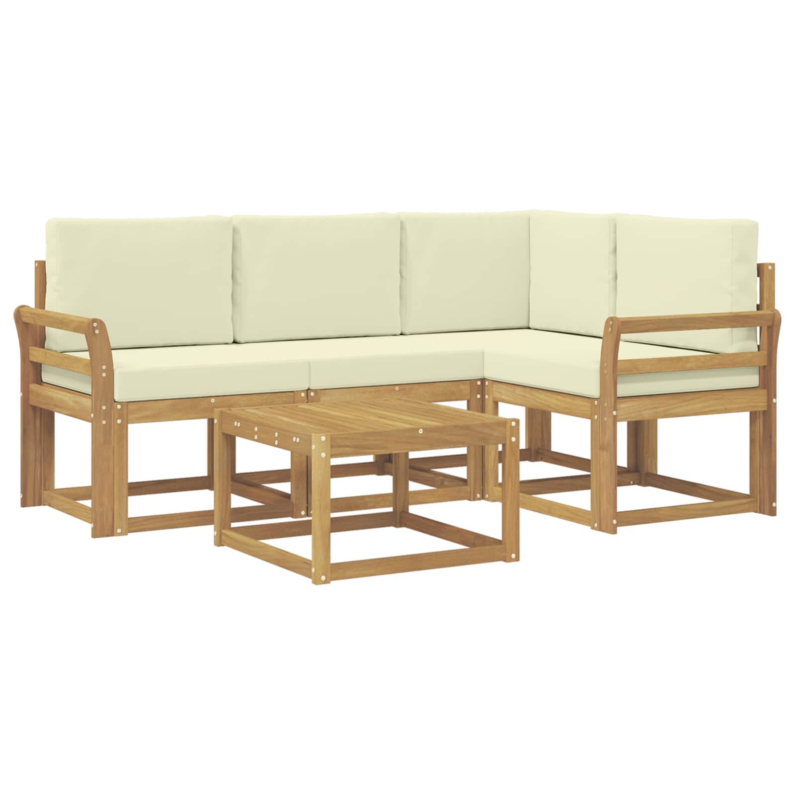 Set vanjskih sofa s jastukom 5 pcs Bijela i krem