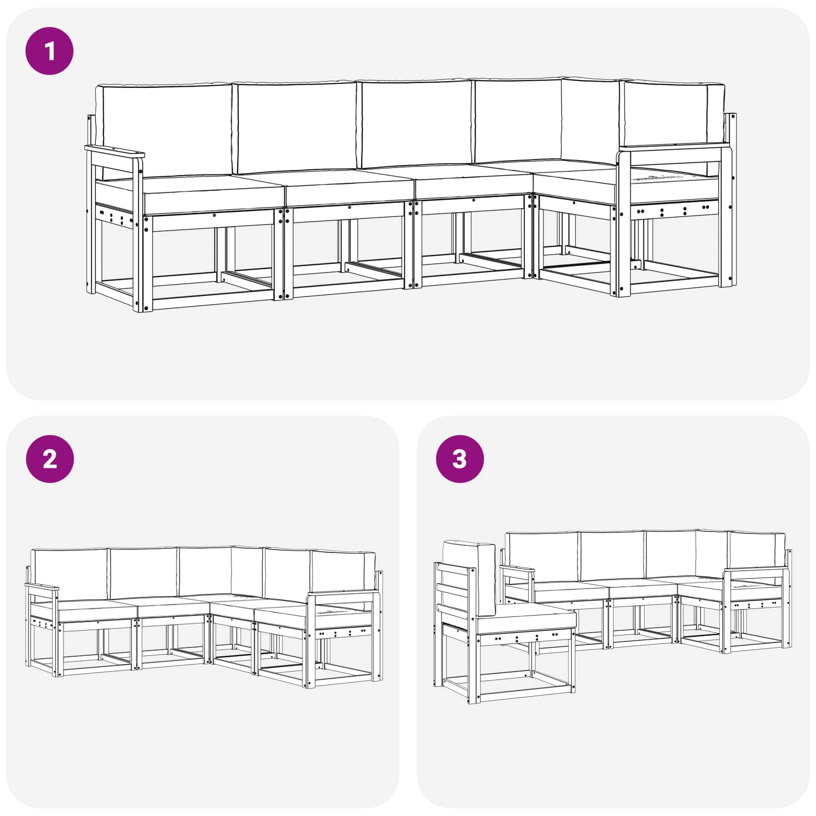 Set vanjskih sofa s jastukom 5 pcs Bijela i krem