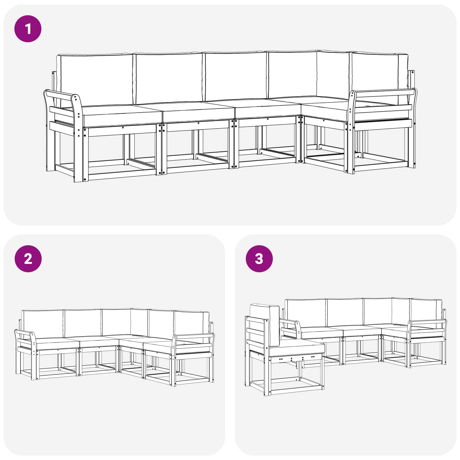 Set vanjskih sofa s jastukom 5 pcs Bijela i antracit