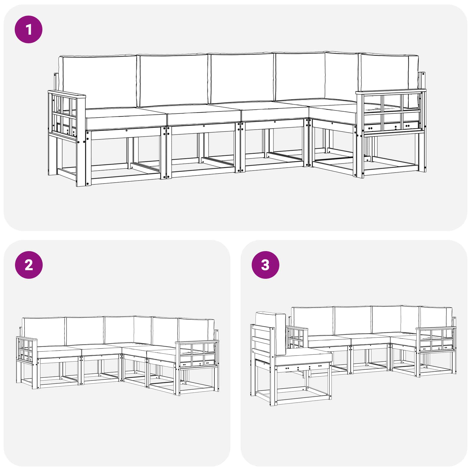 Set vanjskih sofa s jastukom 5 pcs Bijela i antracit