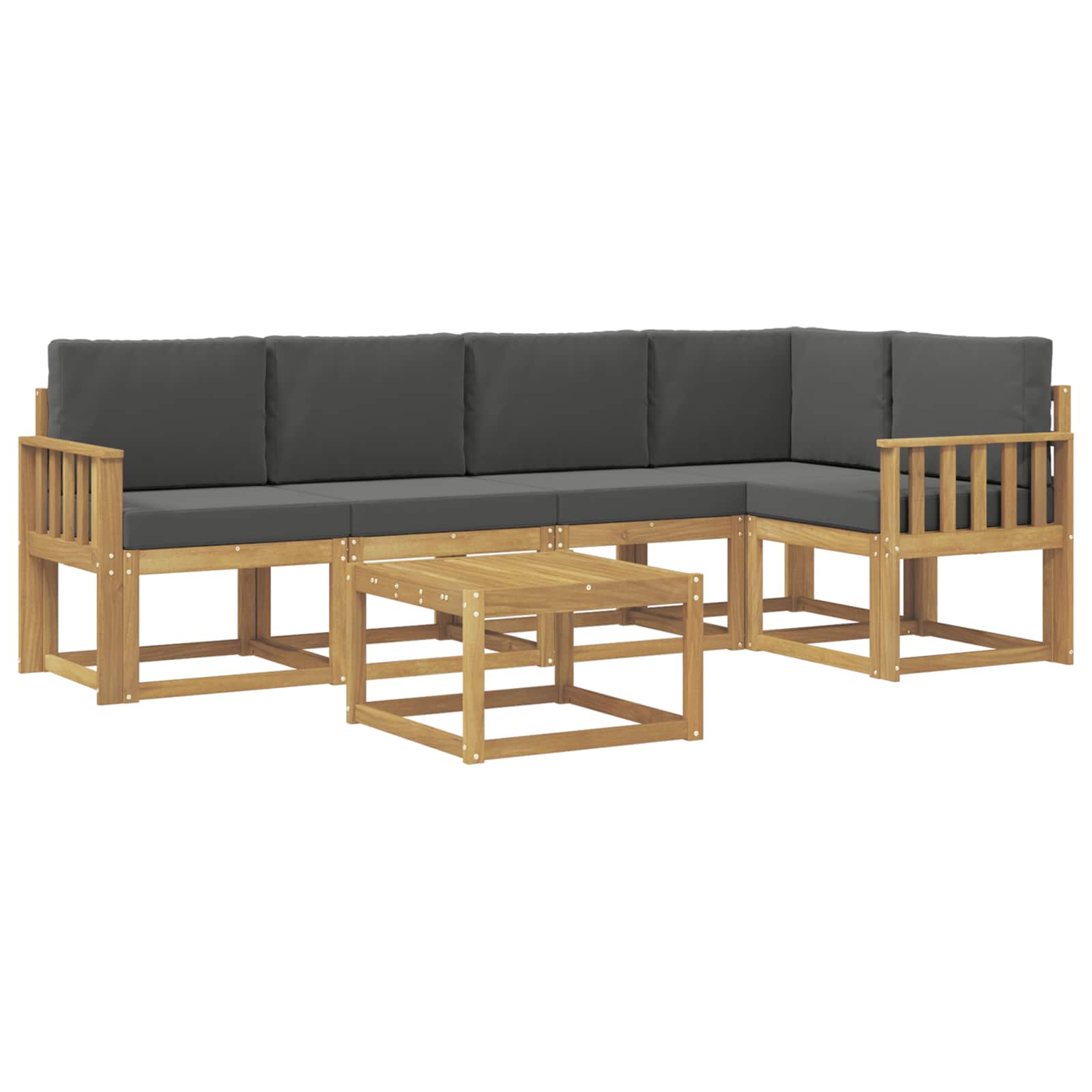 Set vanjskih sofa 6 pcs Bijela i antracit Čvrsto drvo akacije