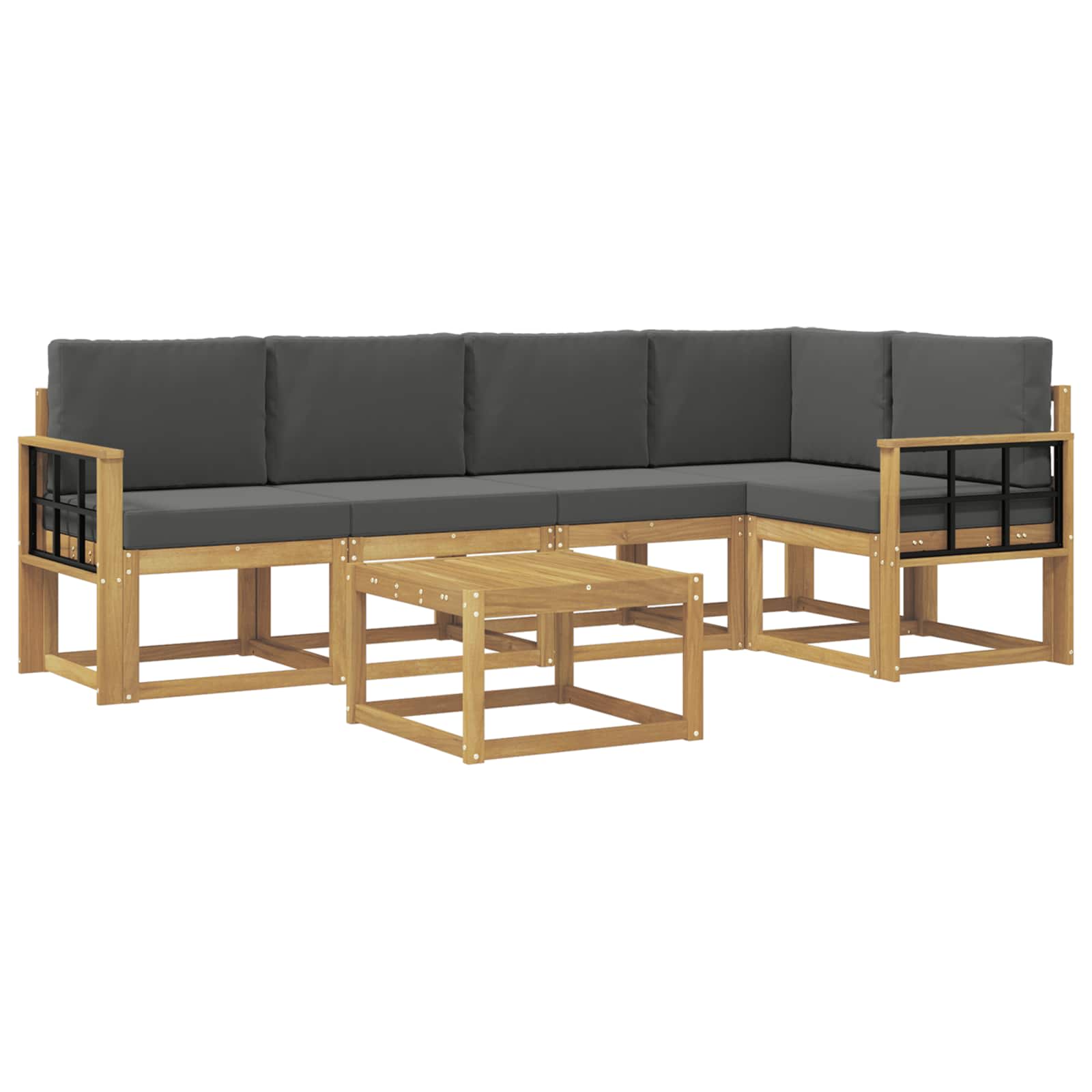 Set vanjskih sofa 6 pcs Bijela i antracit Čvrsto drvo akacije