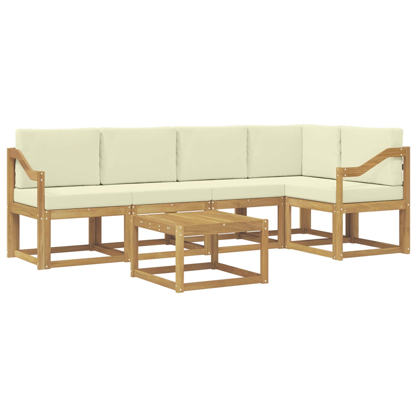 Set vanjskih sofa 6 pcs Bijela i krem Čvrsto drvo akacije