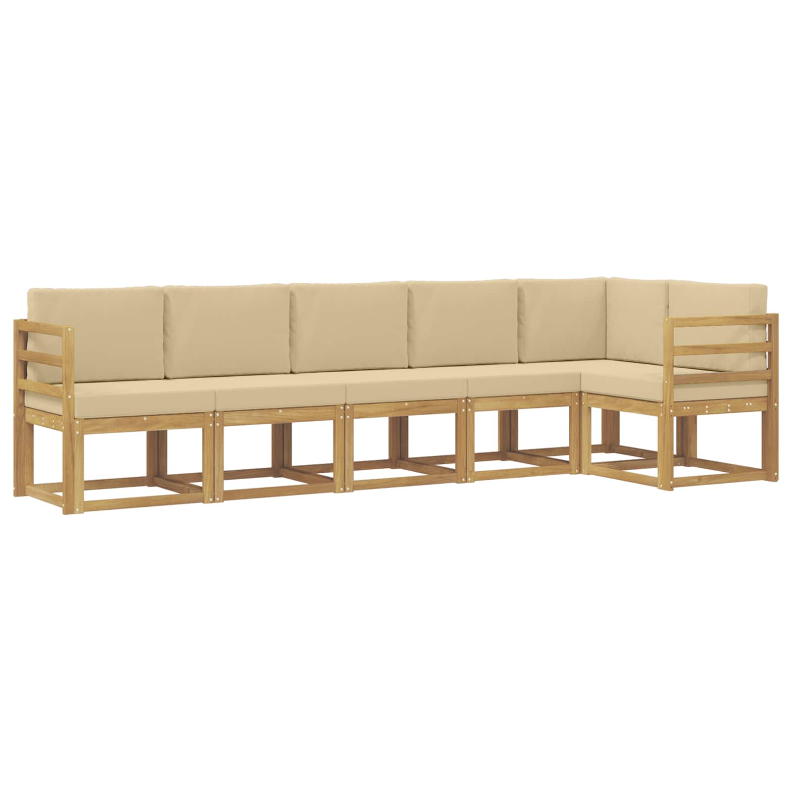 Set vanjskih sofa s jastukom 6 pcs Bijela i bež Poliester