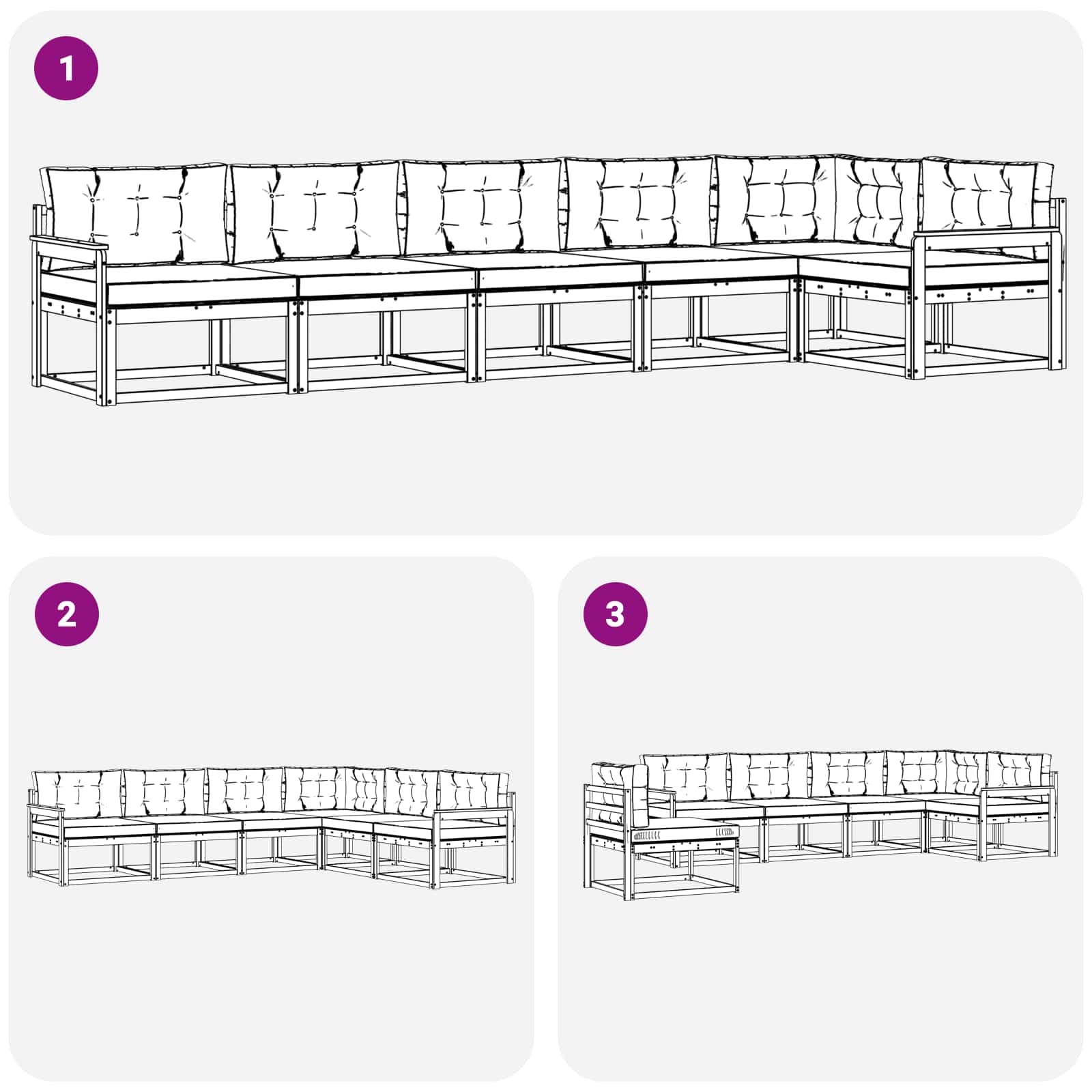 Set vanjskih sofa s jastukom 6 pcs Bijela i krem Poliester