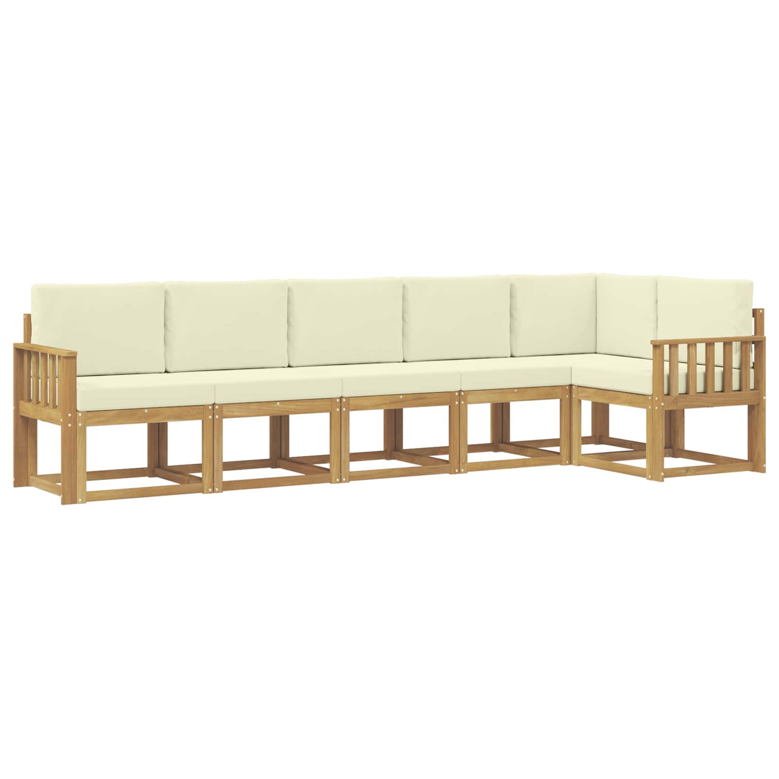 Set vanjskih sofa s jastukom 6 pcs Bijela i krem Poliester