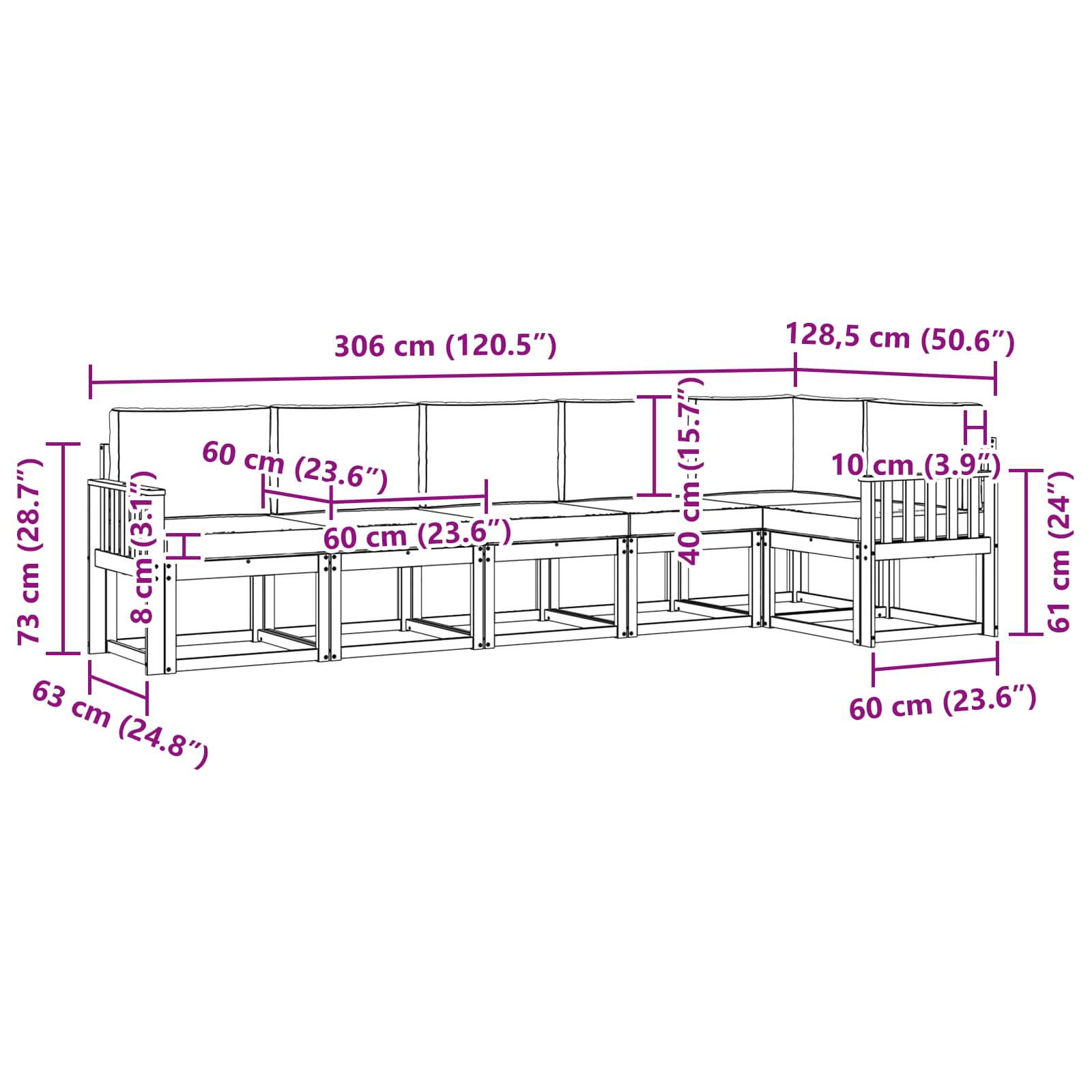 Set vanjskih sofa s jastukom 6 pcs Bijela i krem Poliester