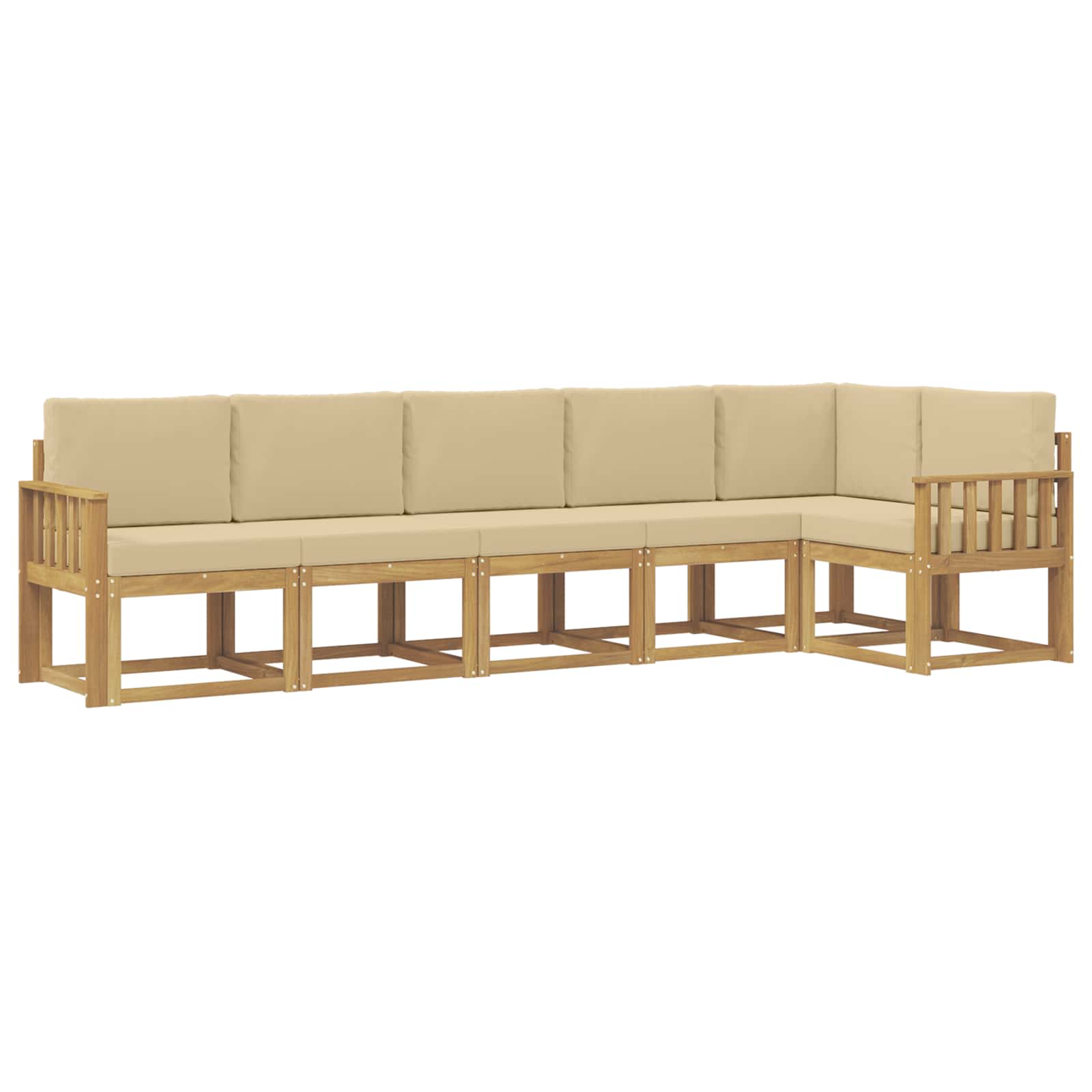 Set vanjskih sofa s jastukom 6 pcs Bijela i bež Poliester