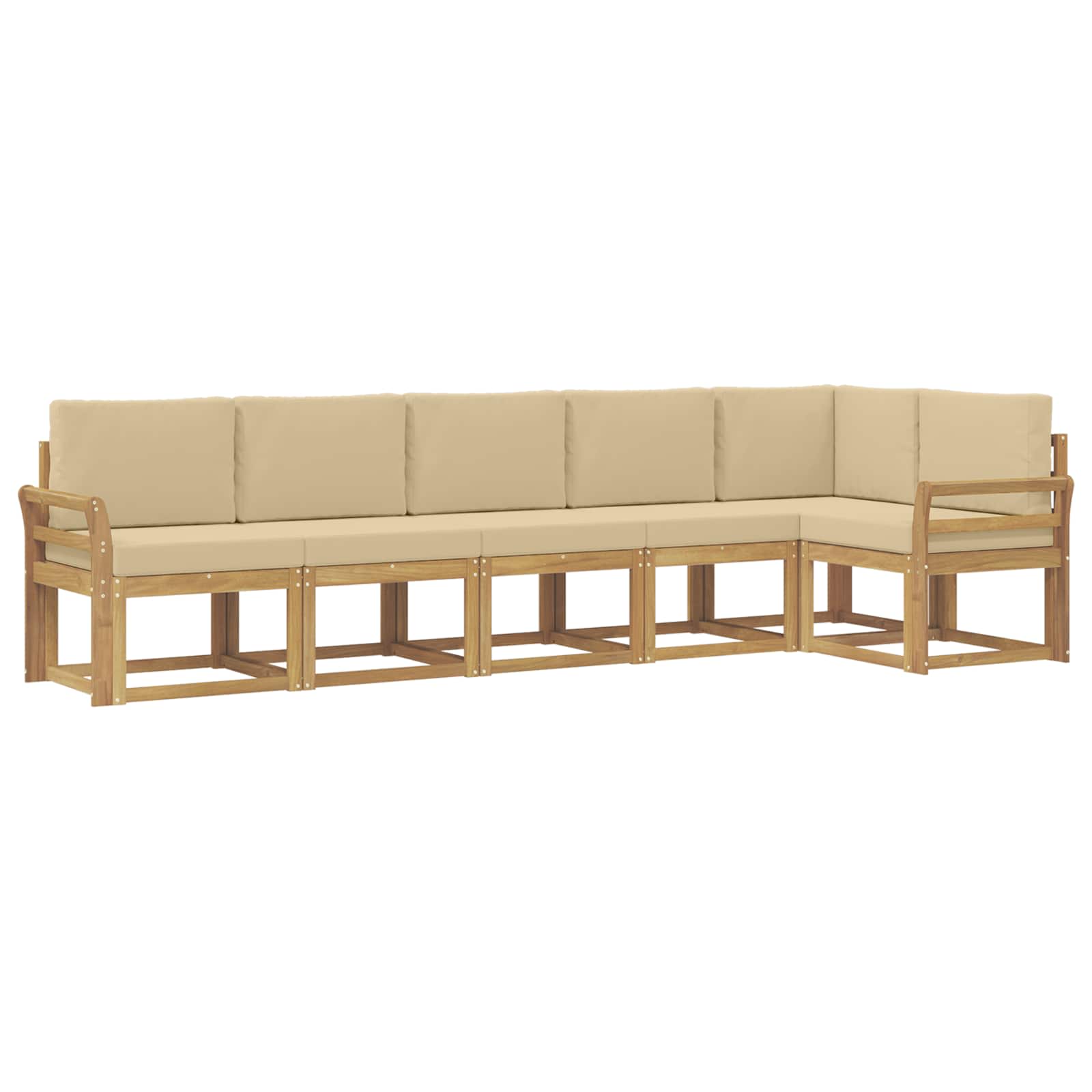 Set vanjskih sofa s jastukom 6 pcs Bijela i bež Poliester
