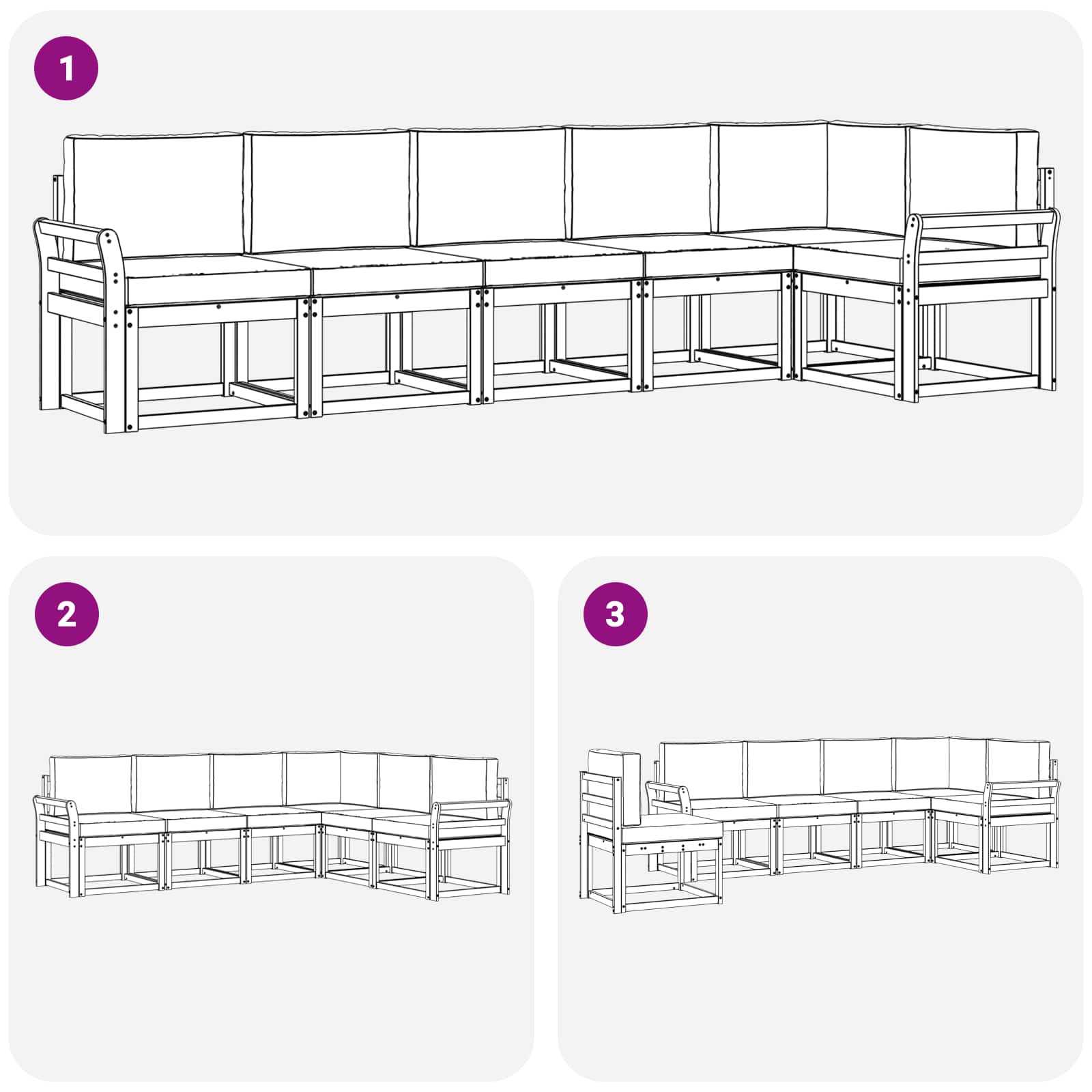 Set vanjskih sofa s jastukom 6 pcs Bijela i bež Poliester