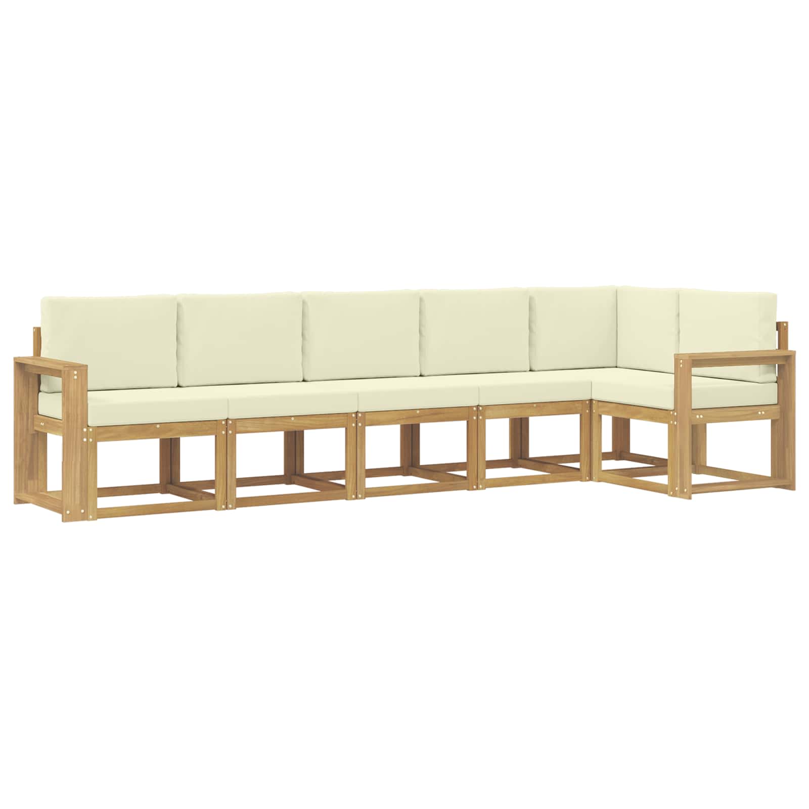 Set vanjskih sofa s jastukom 6 pcs Bijela i krem Poliester