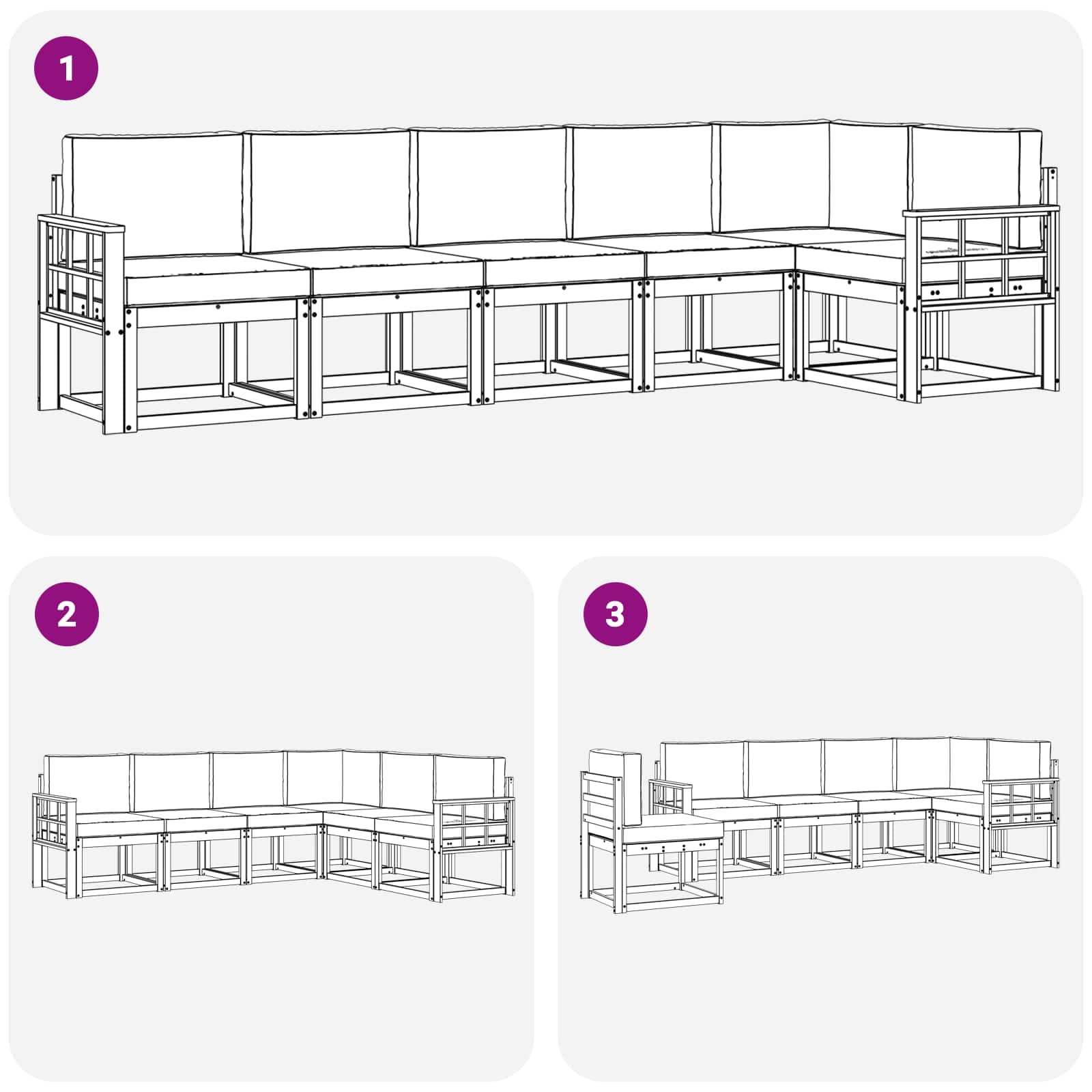 Set vanjskih sofa s jastukom 6 pcs Bijela i bež Poliester