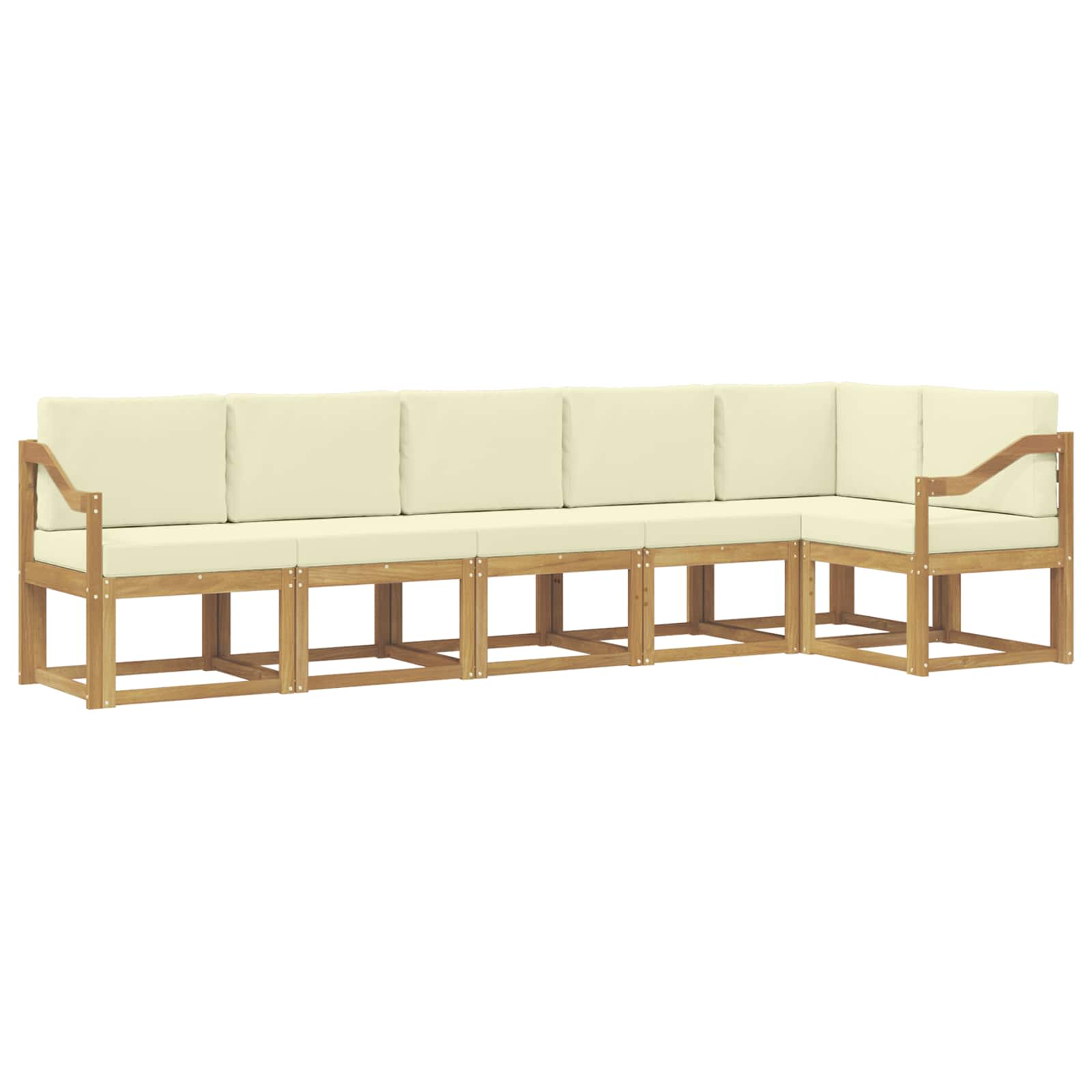 Set vanjskih sofa s jastukom 6 pcs Bijela i krem Poliester