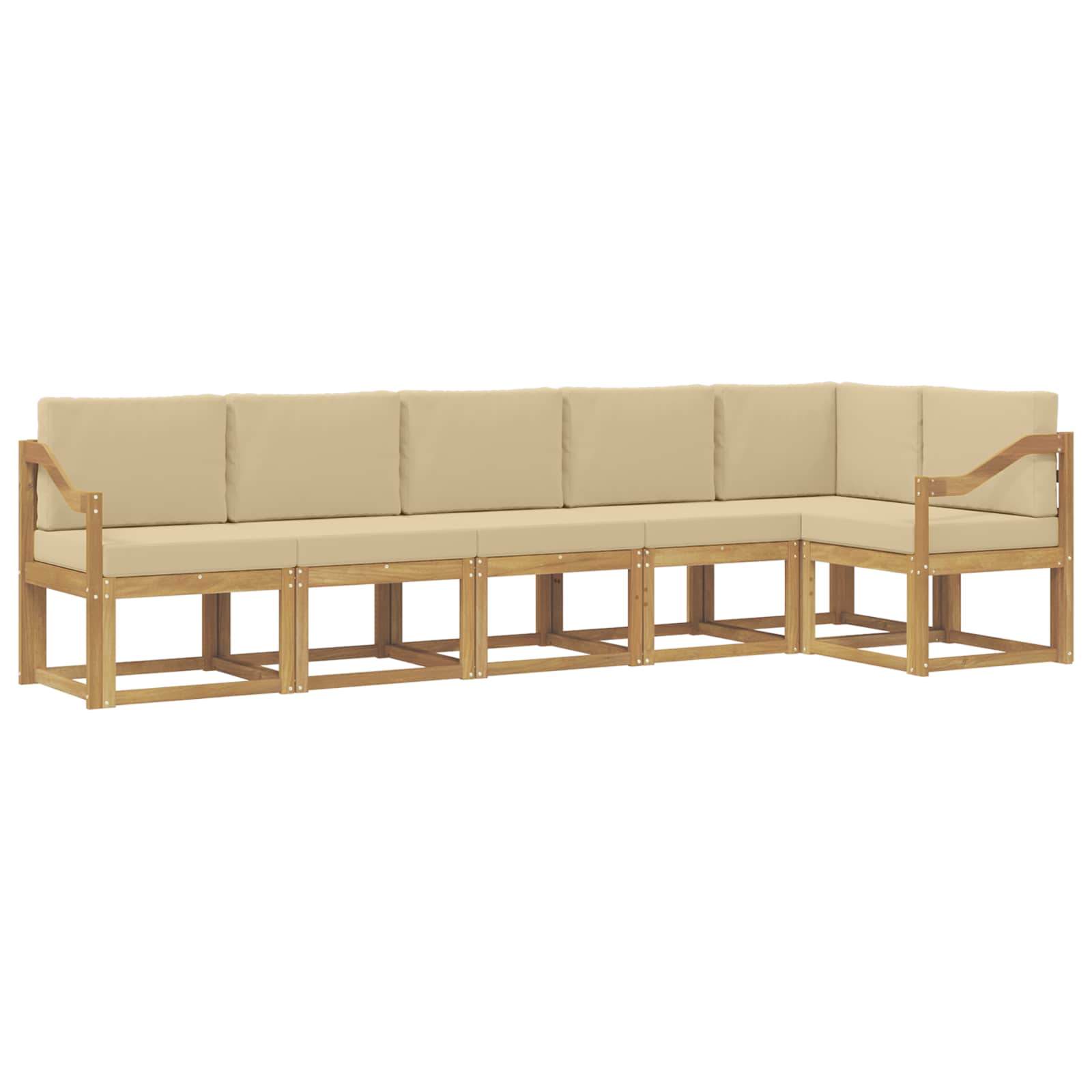 Set vanjskih sofa s jastukom 6 pcs Bijela i bež Poliester