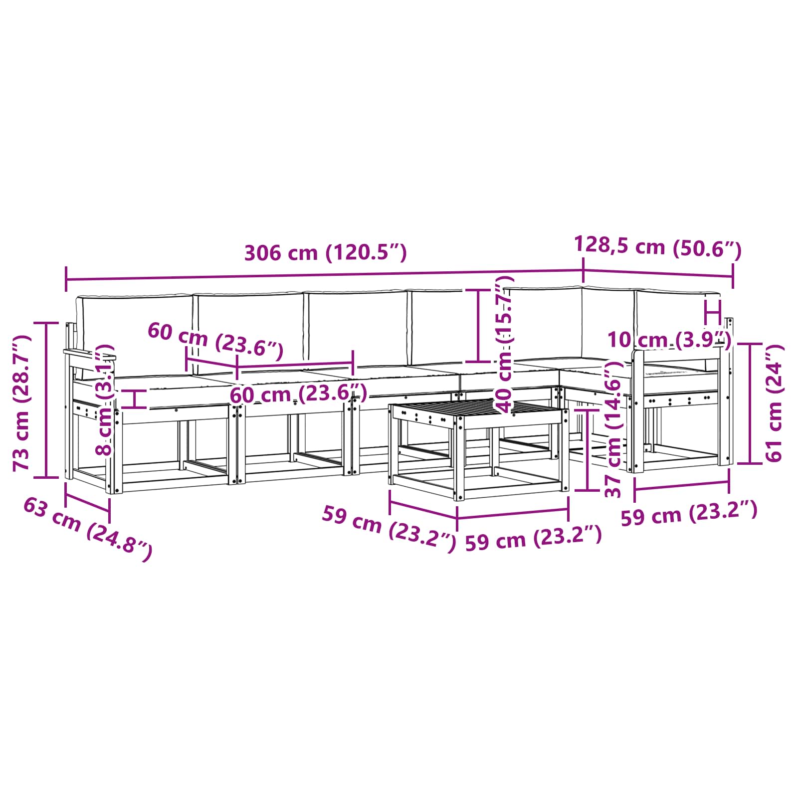 Set vanjskih sofa s jastukom 7 pcs Bijela i krem Poliester