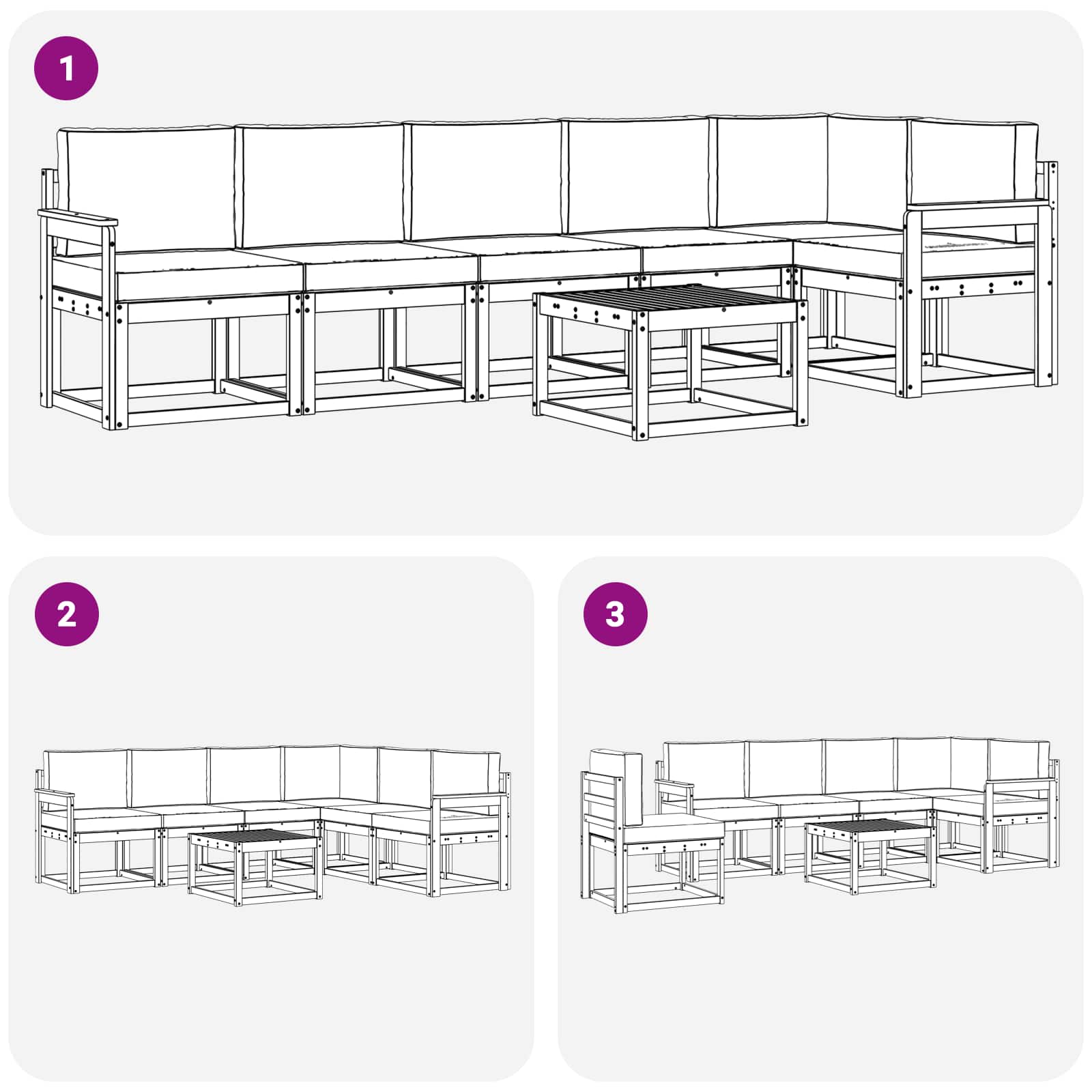 Set vanjskih sofa s jastukom 7 pcs Bijela i krem Poliester