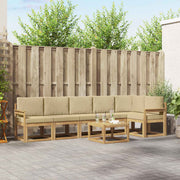 Set vanjskih sofa s jastukom 7 pcs Bijela i bež Poliester