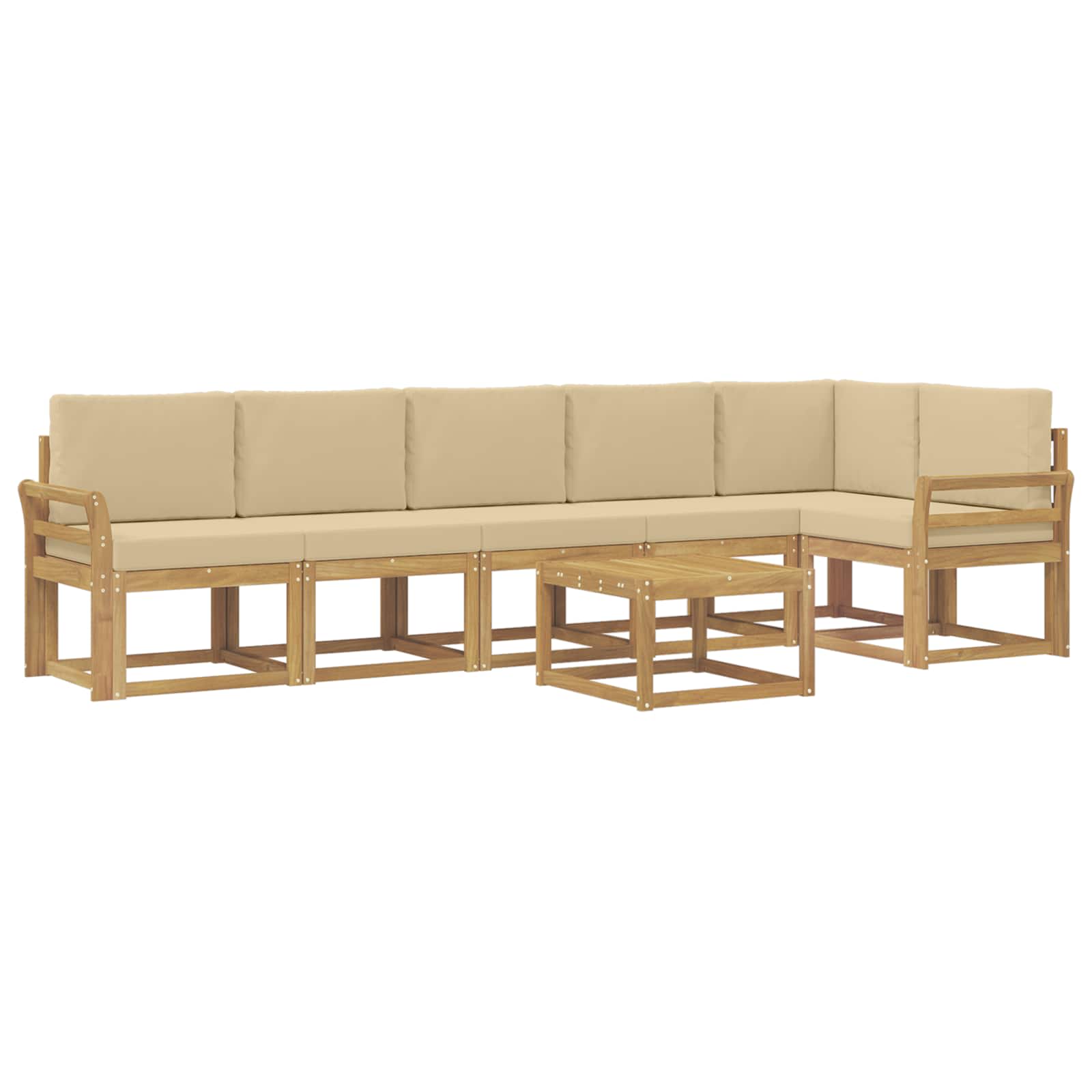 Set vanjskih sofa s jastukom 7 pcs Bijela i bež Poliester