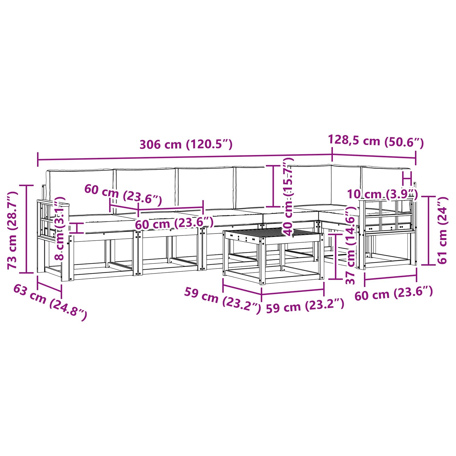 Set vanjskih sofa s jastukom 7 pcs Bijela i krem Poliester