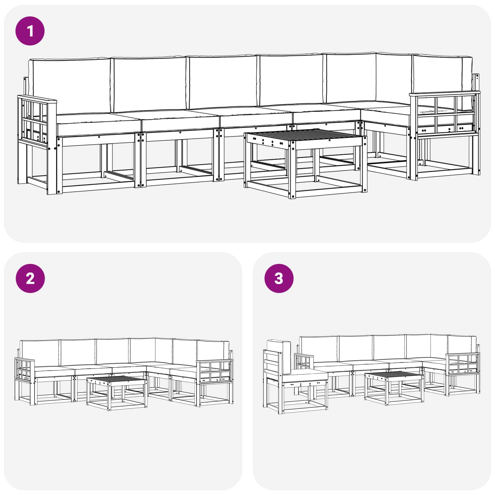 Set vanjskih sofa s jastukom 7 pcs Bijela i bež Poliester