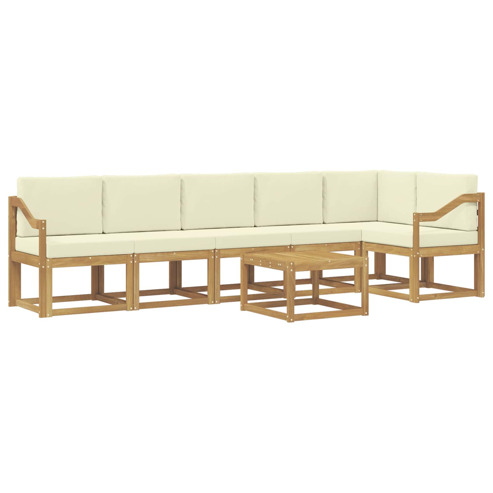 Set vanjskih sofa s jastukom 7 pcs Bijela i krem Poliester