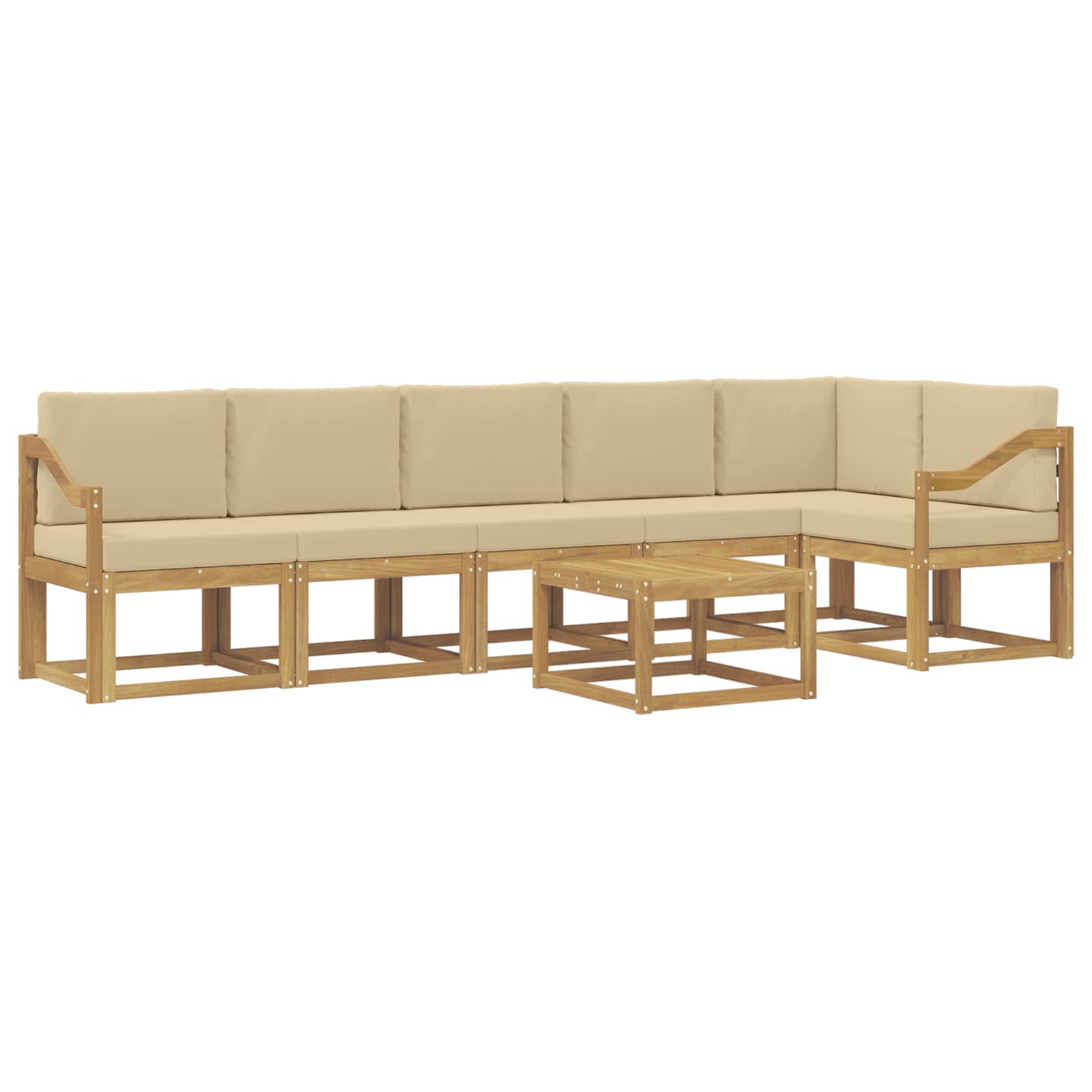 Set vanjskih sofa s jastukom 7 pcs Bijela i bež Poliester