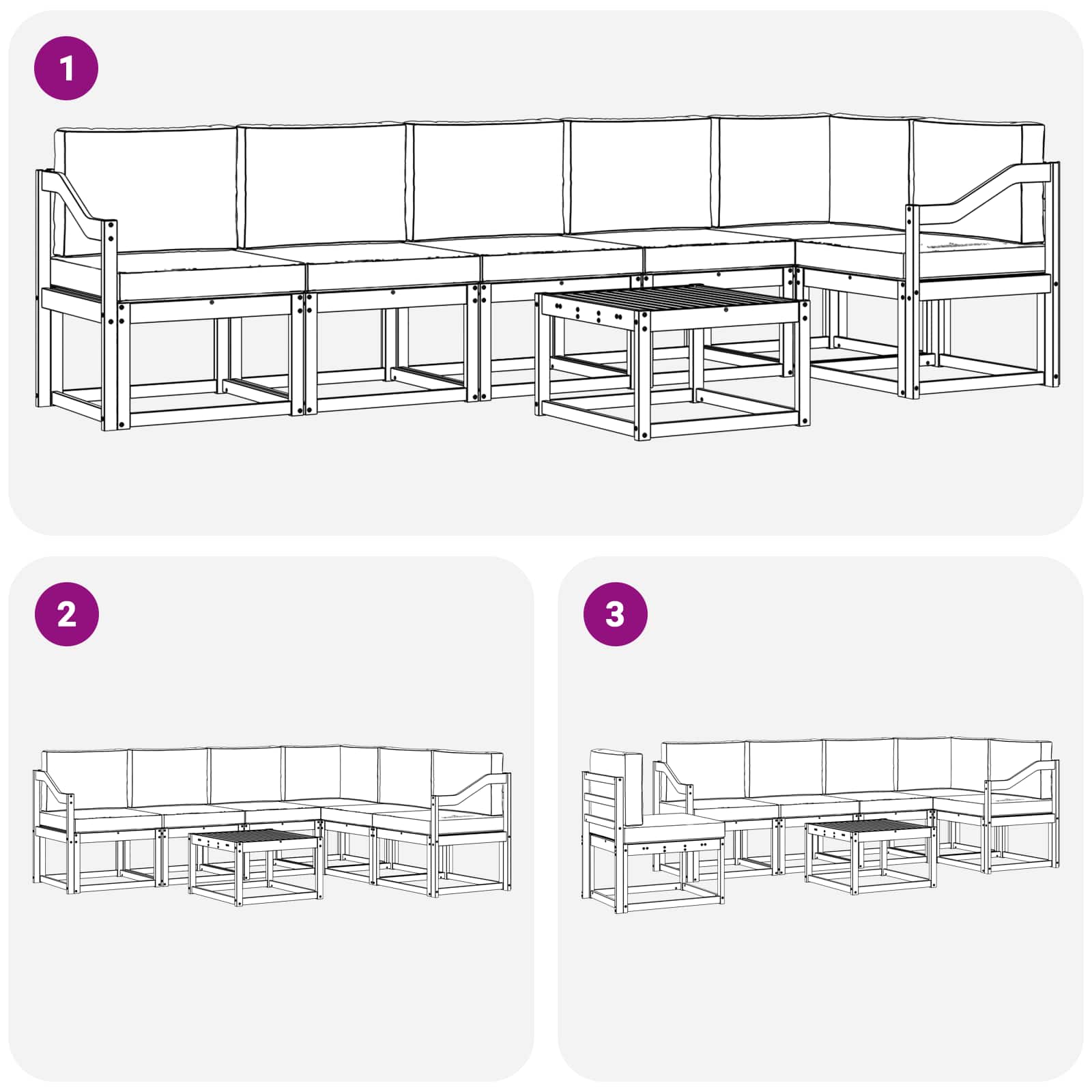 Set vanjskih sofa s jastukom 7 pcs Bijela i bež Poliester