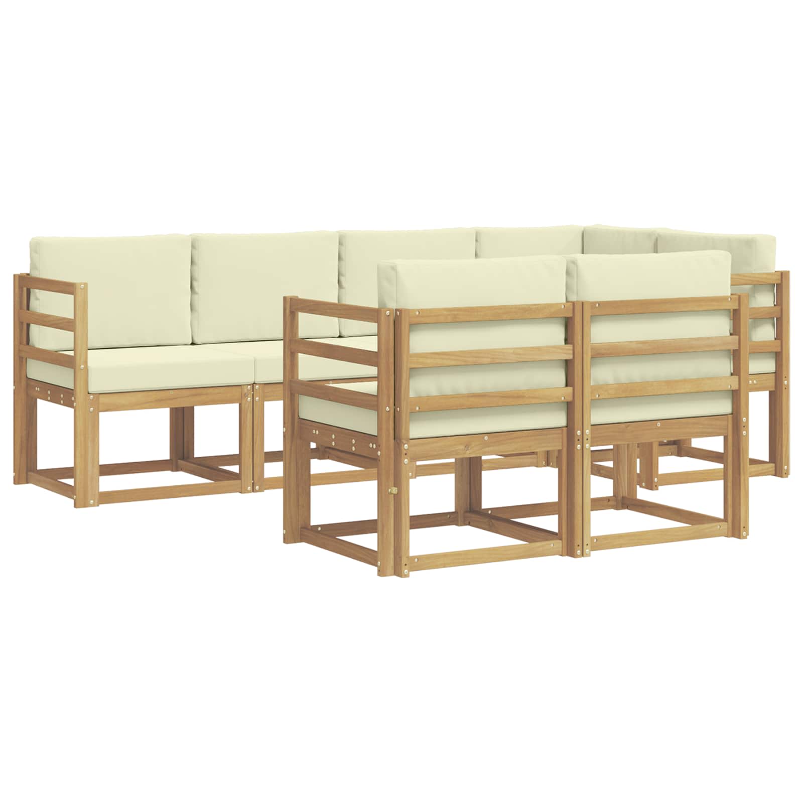 Set vanjskih sofa s jastukom 7 pcs Bijela i krem Poliester